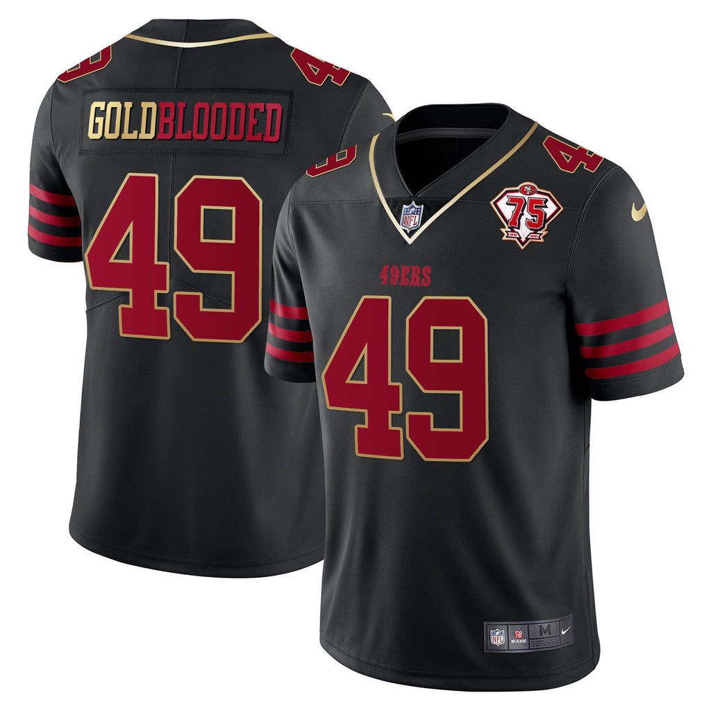 Men's 49ers 75th Anniversary Patch Vapor Gold Jersey Collection - All Stitched 1