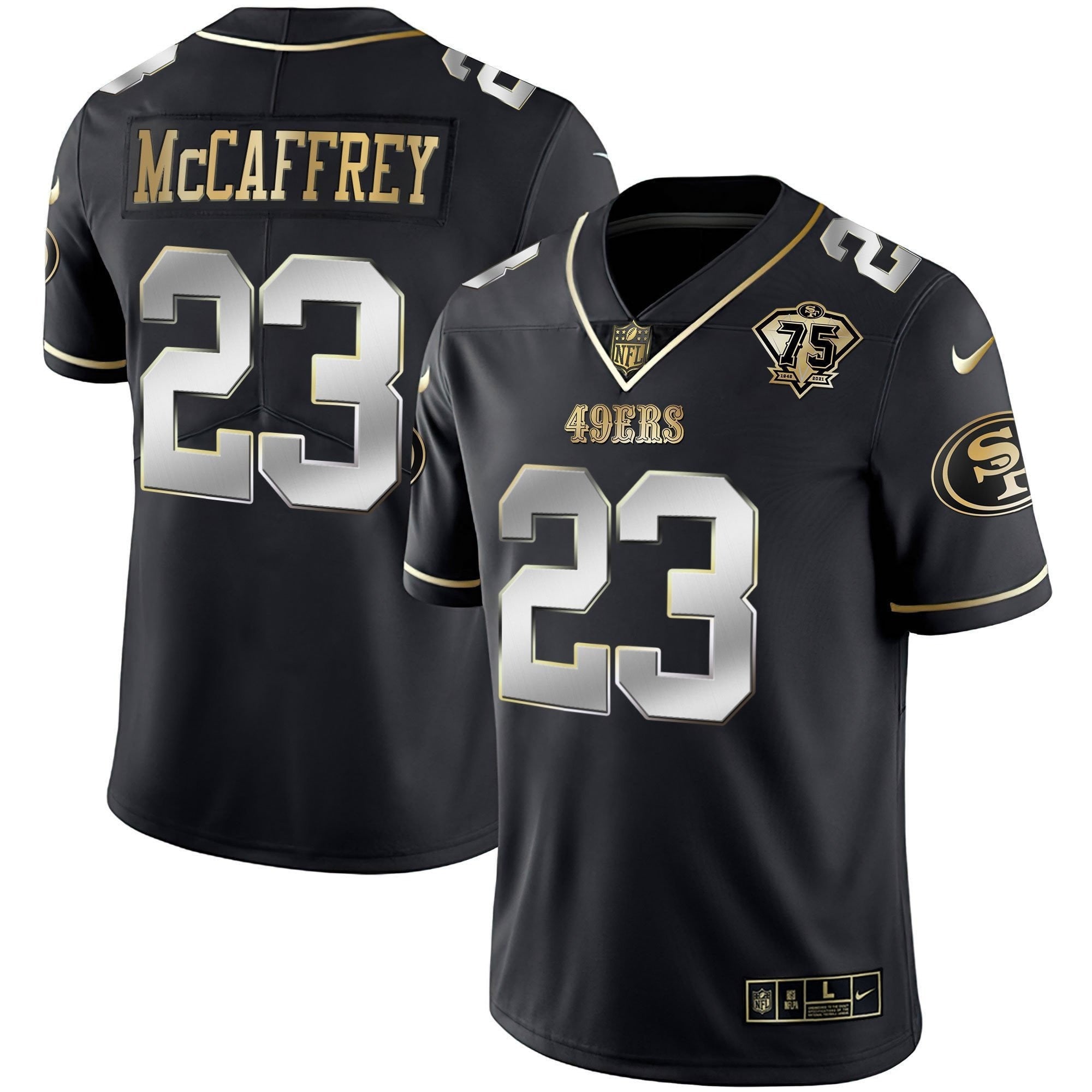 Men's 49ers 75th Anniversary Patch Vapor Gold Jersey Collection - All Stitched 1