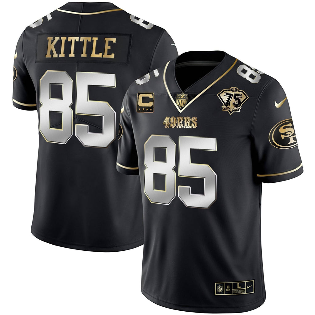 Men's 49ers 75th Anniversary Patch Vapor Gold Jersey Collection - All Stitched 1