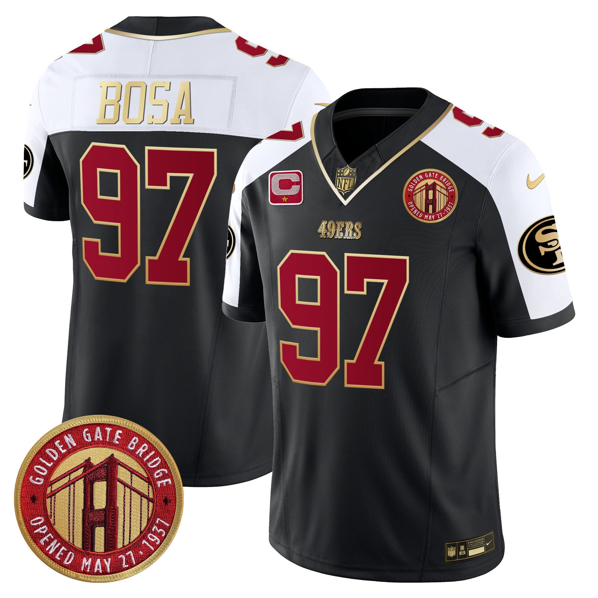 Men's 49ers Golden Gate Bridge Patch Vapor Limited Jersey - All Stitched