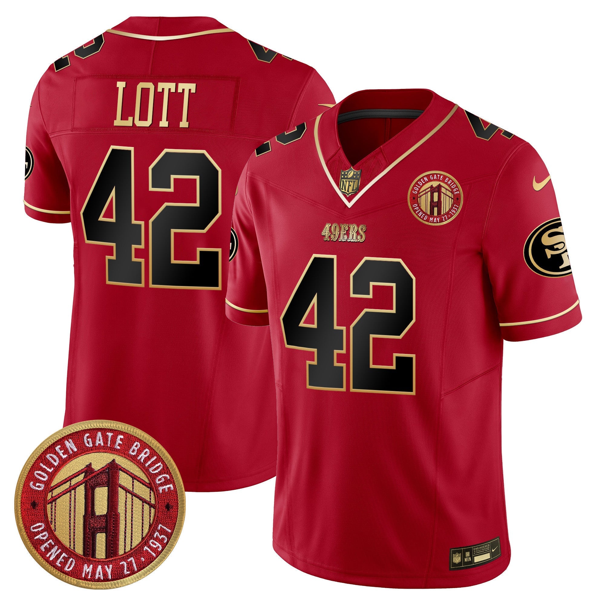 Men's 49ers Golden Gate Bridge Patch Vapor Limited Jersey - All Stitched
