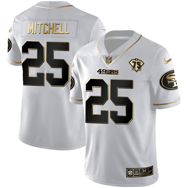 San Francisco 49ers White Gold Vapor Limited Jersey - All Stitched