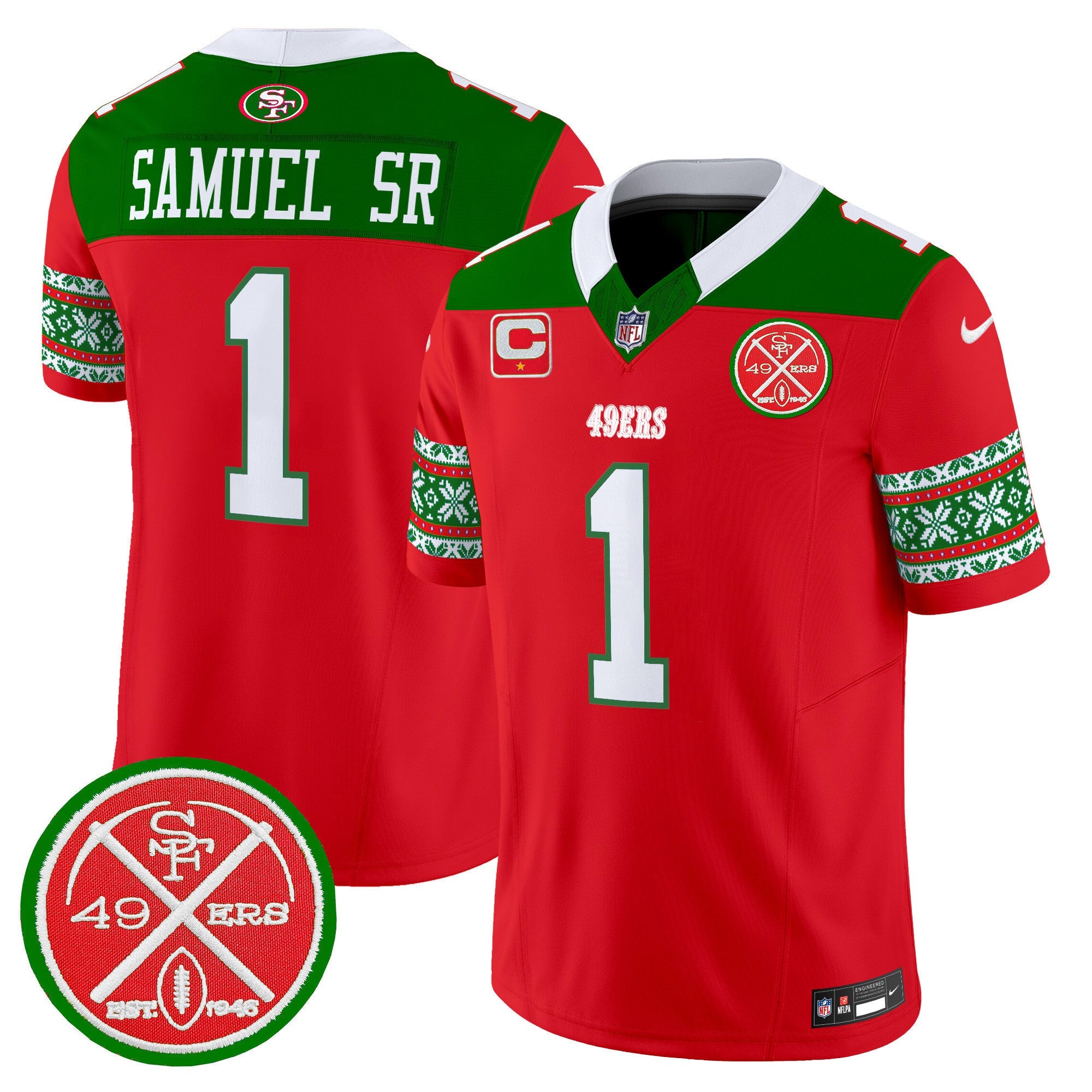 Men's 49ers 2024 Christmas Vapor Limited Jersey - All Stitched