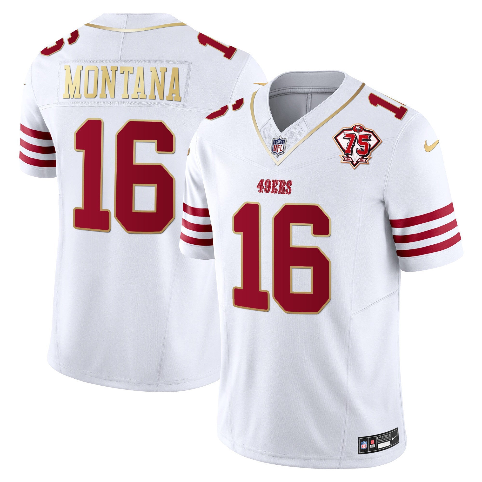 Men's 49ers 2023 Vapor Gold Trim Limited Jersey - All Stitched