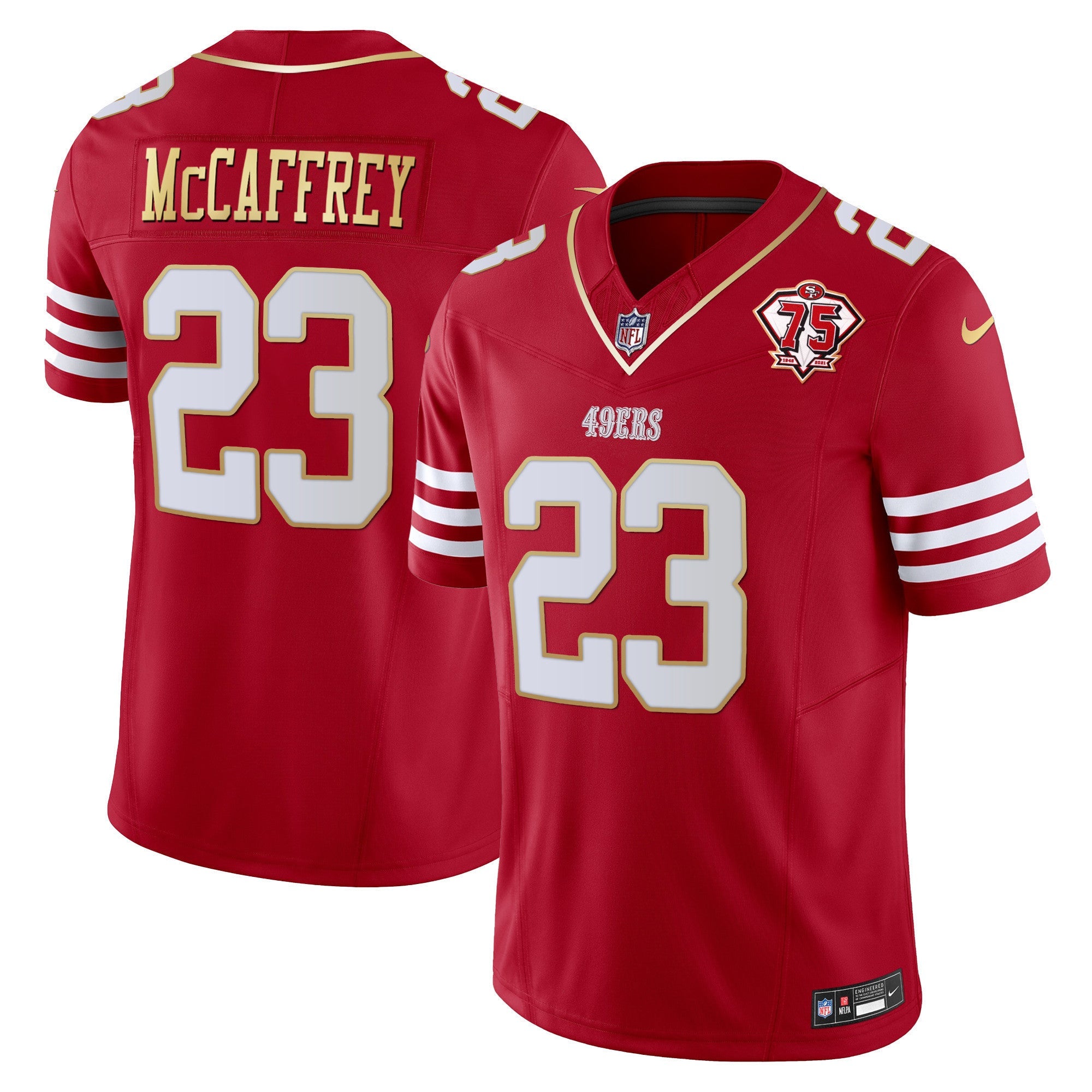 Men's 49ers 2023 Vapor Gold Trim Limited Jersey - All Stitched