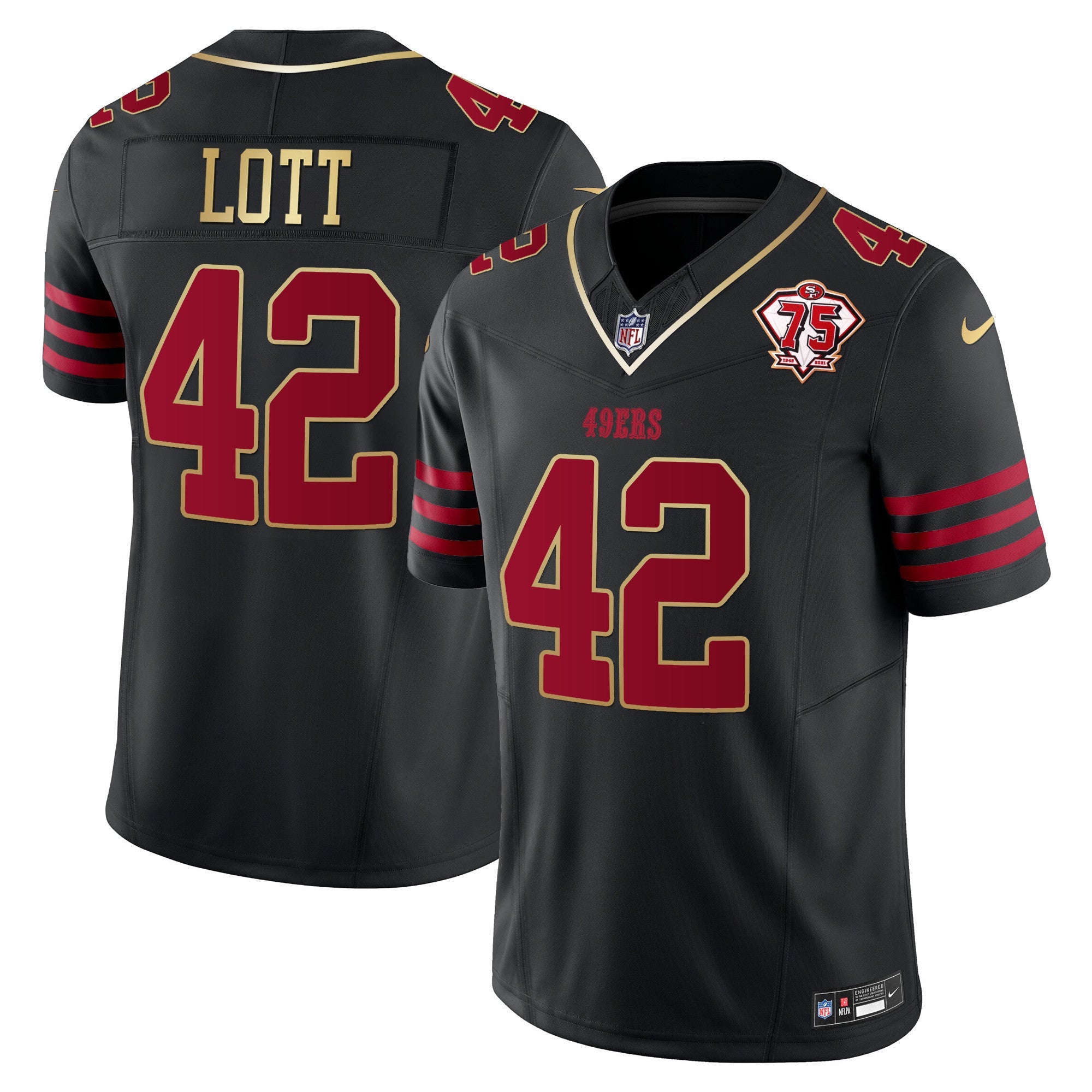 Men's 49ers 2023 Vapor Gold Trim Limited Jersey - All Stitched