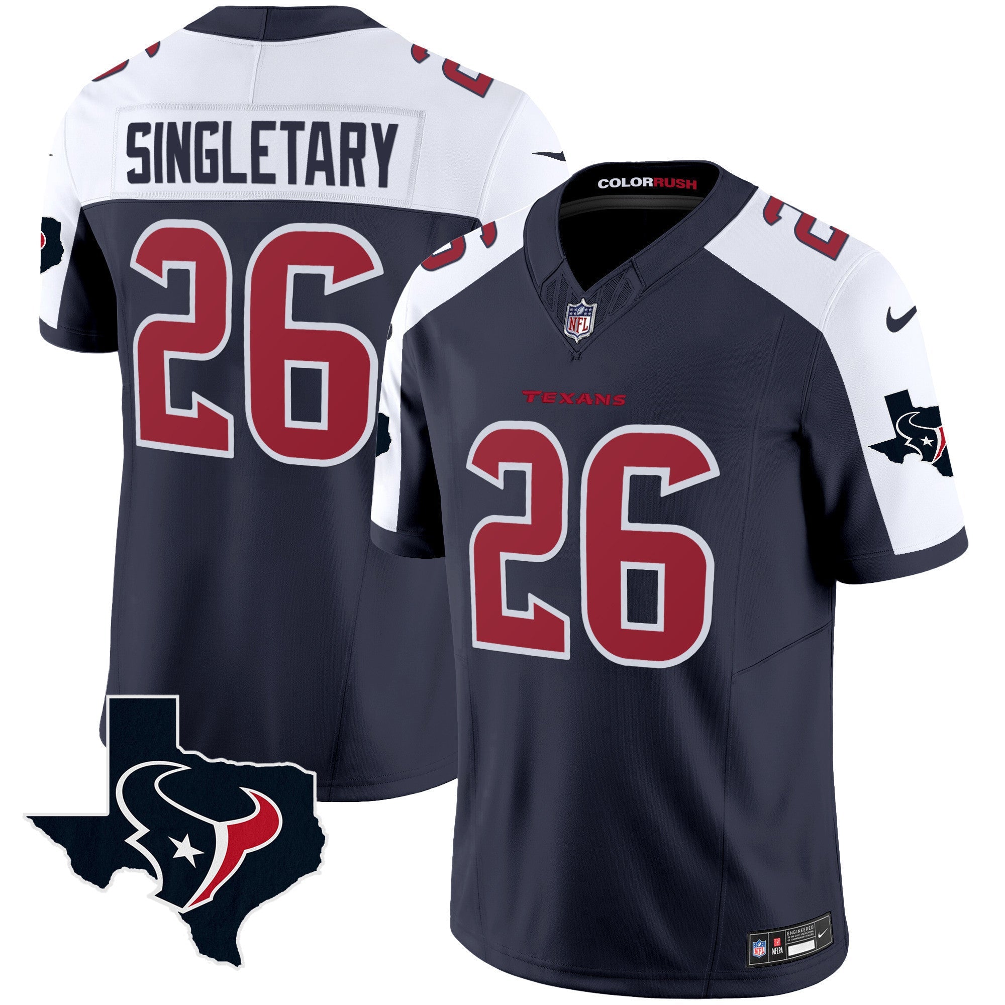 Men's Houston Texans Color Rush Legend Vapor Jersey V2 - All Stitched