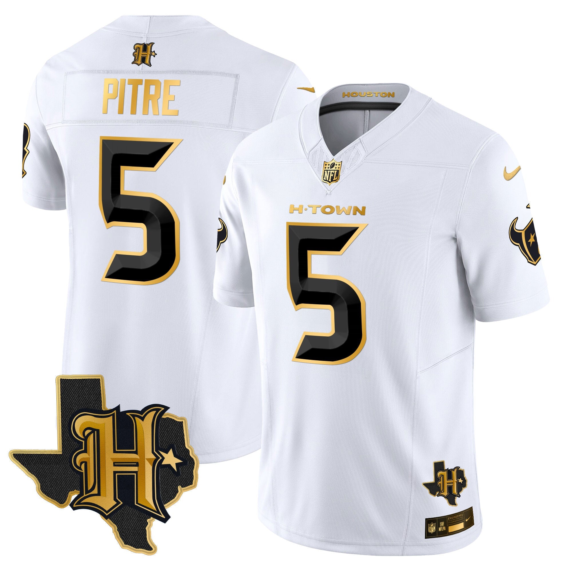 Men's Houston Texans 2024 Texas Patch Gold Vapor Limited Jersey - All Stitched
