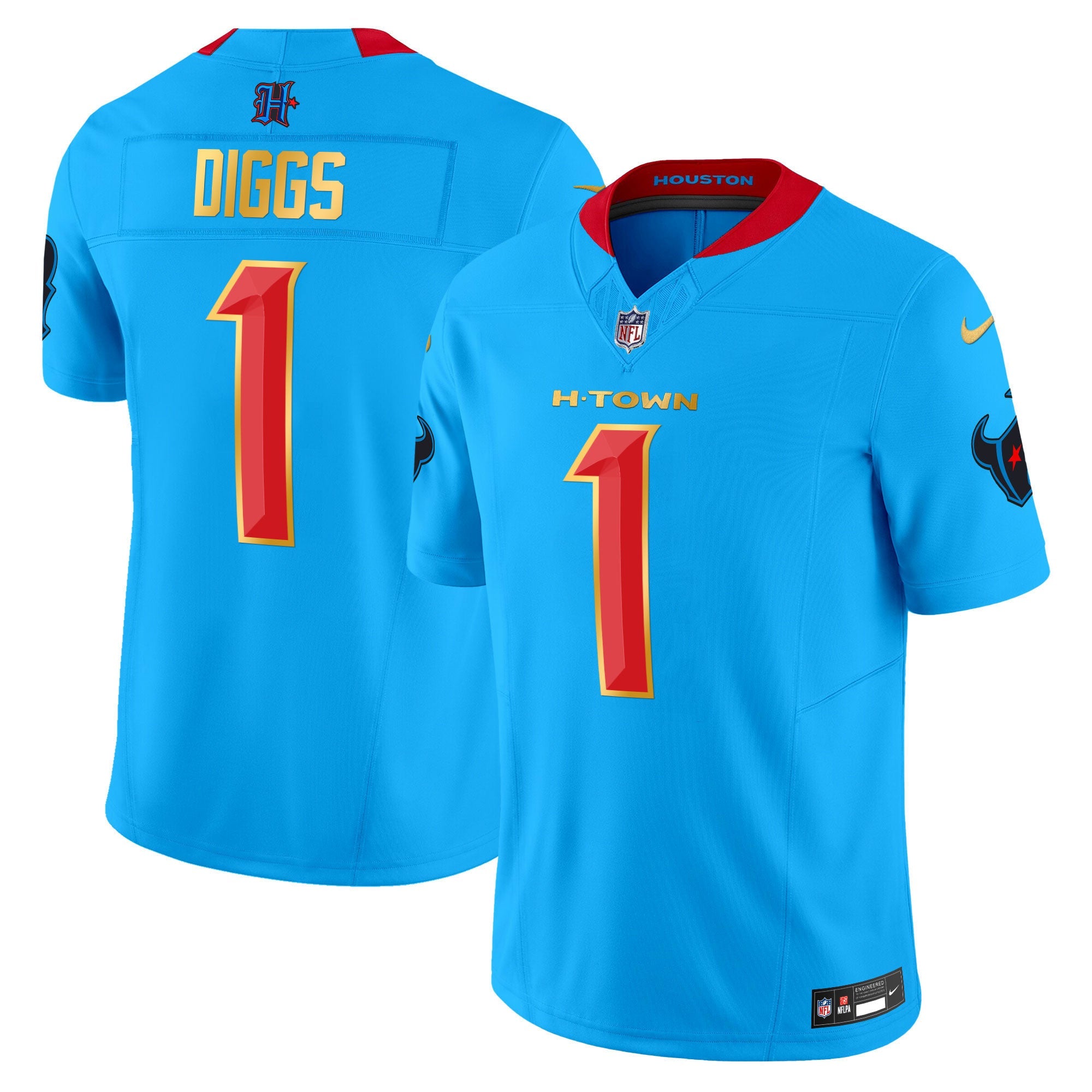 Men's Houston Texans 2024 Gold Trim Vapor Limited Jersey - All Stitched