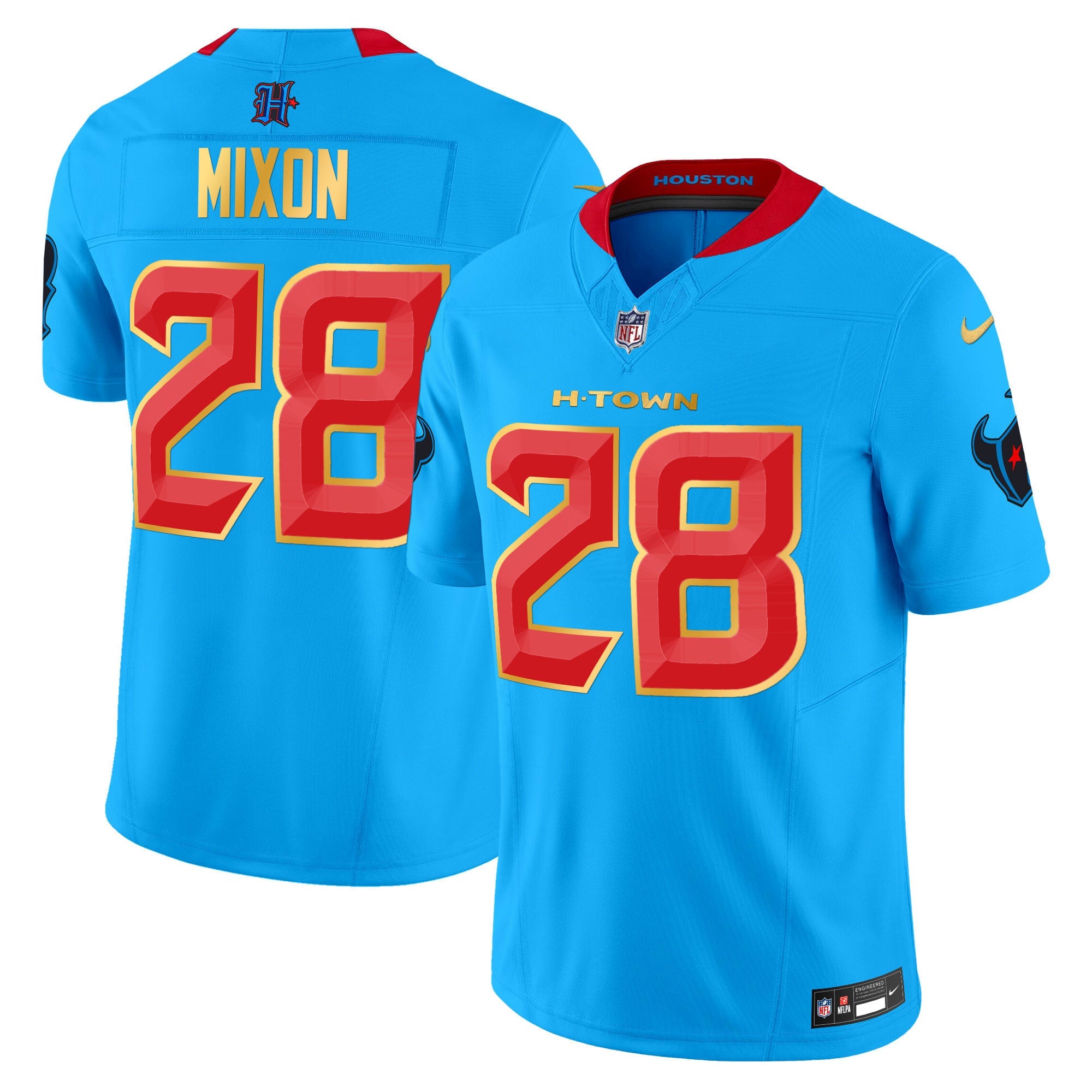 Men's Houston Texans 2024 Gold Trim Vapor Limited Jersey - All Stitched