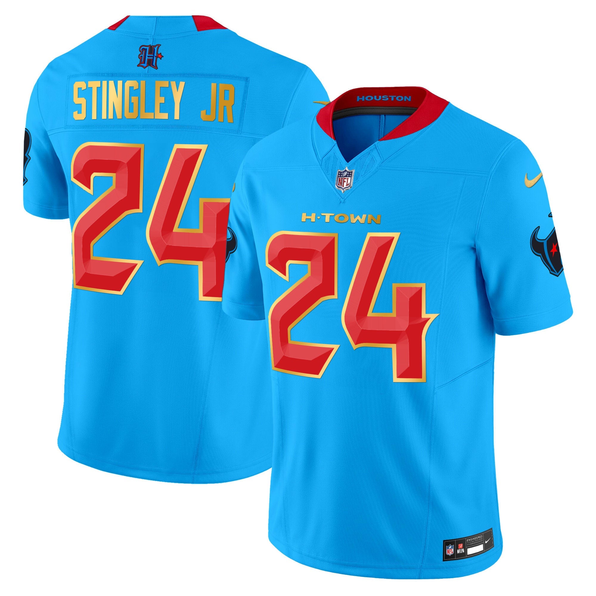 Men's Houston Texans 2024 Gold Trim Vapor Limited Jersey - All Stitched