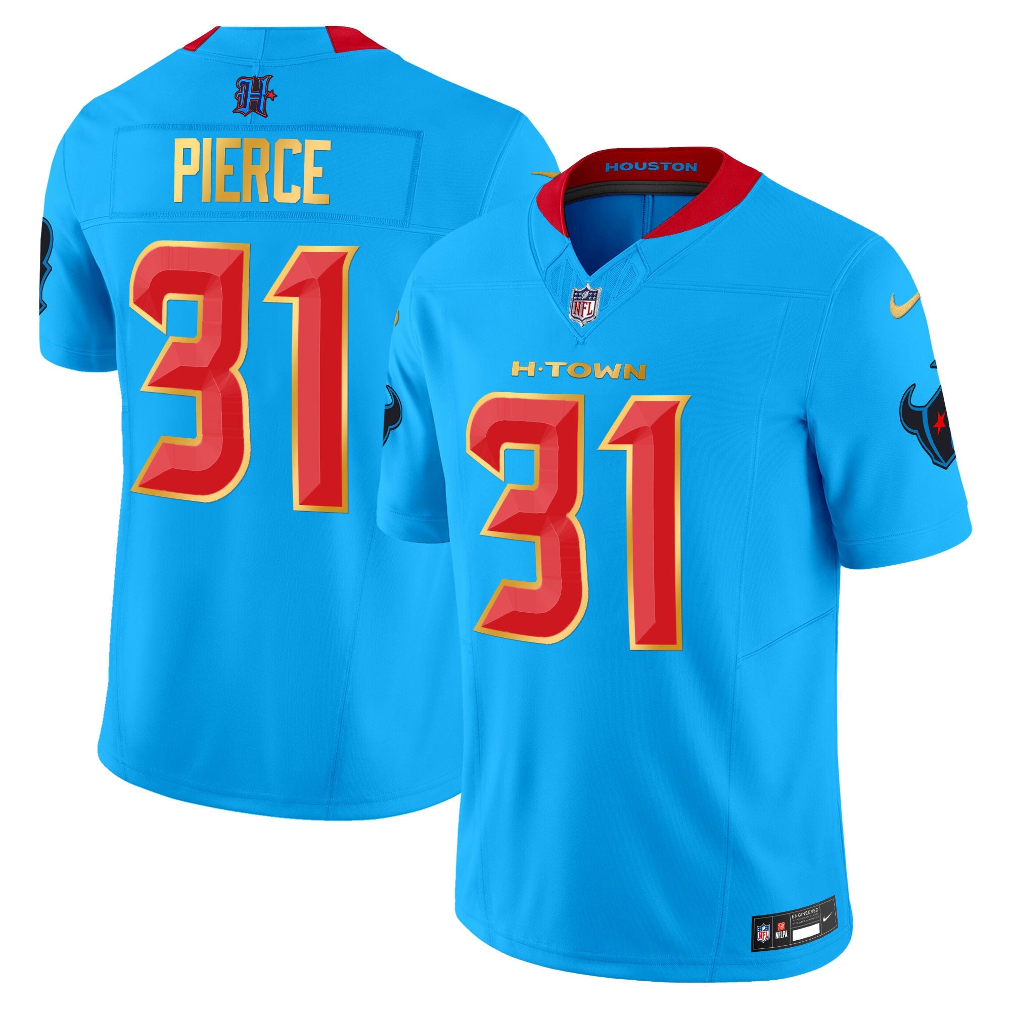 Men's Houston Texans 2024 Gold Trim Vapor Limited Jersey - All Stitched