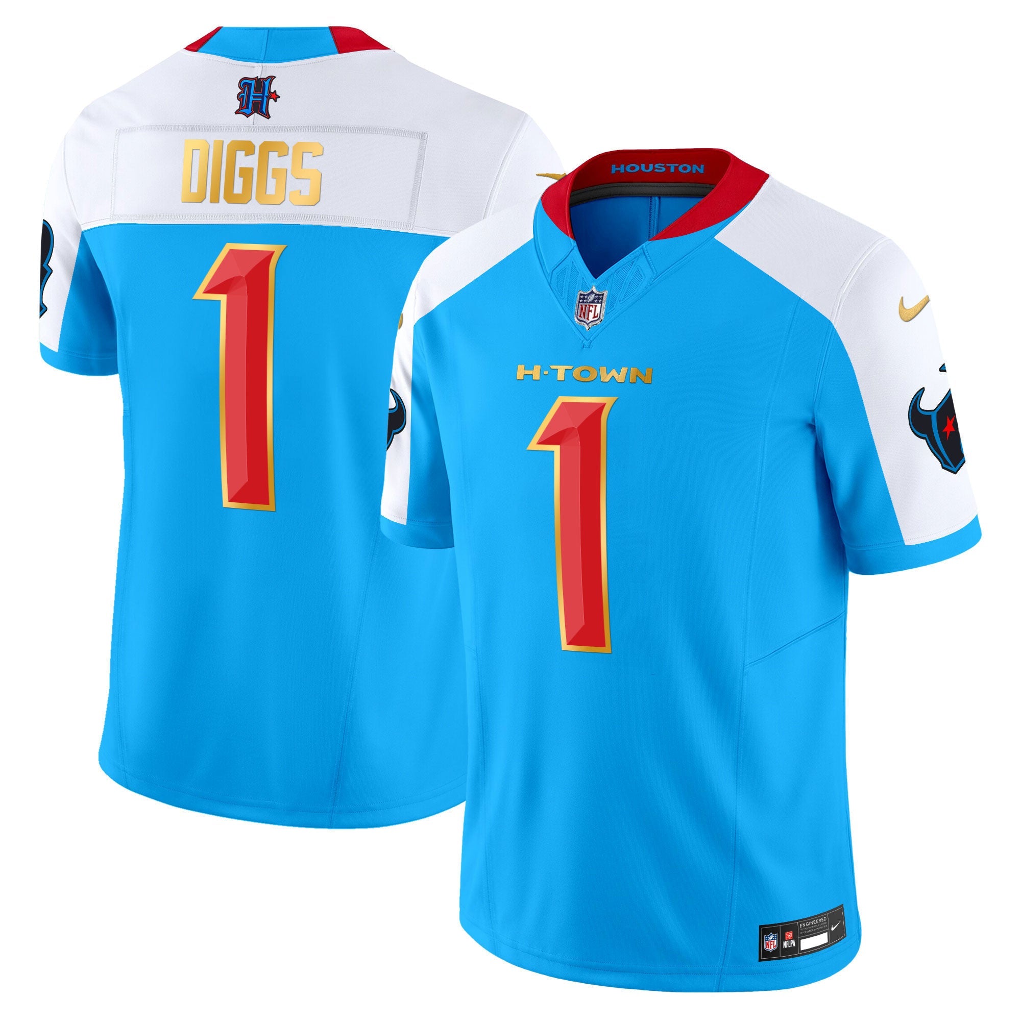 Men's Houston Texans 2024 Gold Trim Vapor Limited Jersey - All Stitched