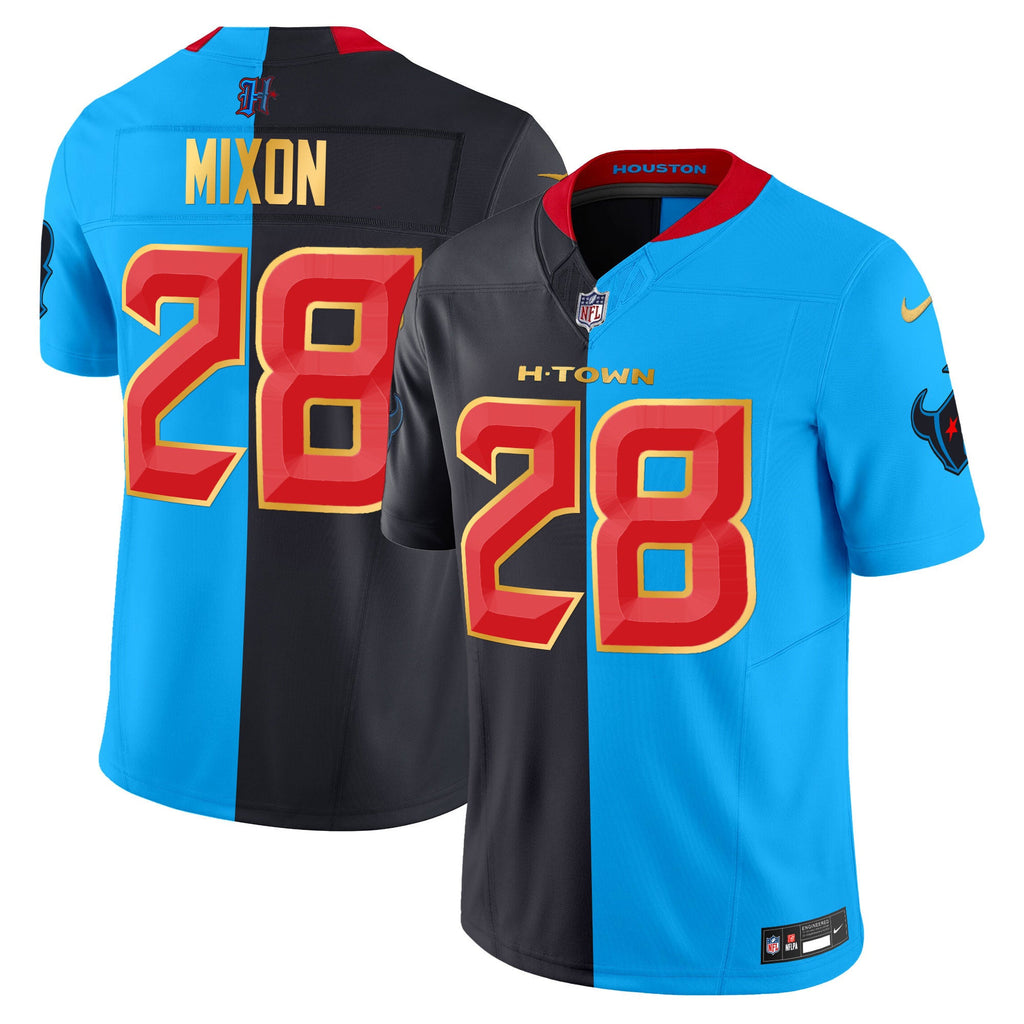 Men's Houston Texans 2024 Gold Trim Vapor Limited Jersey - All Stitched