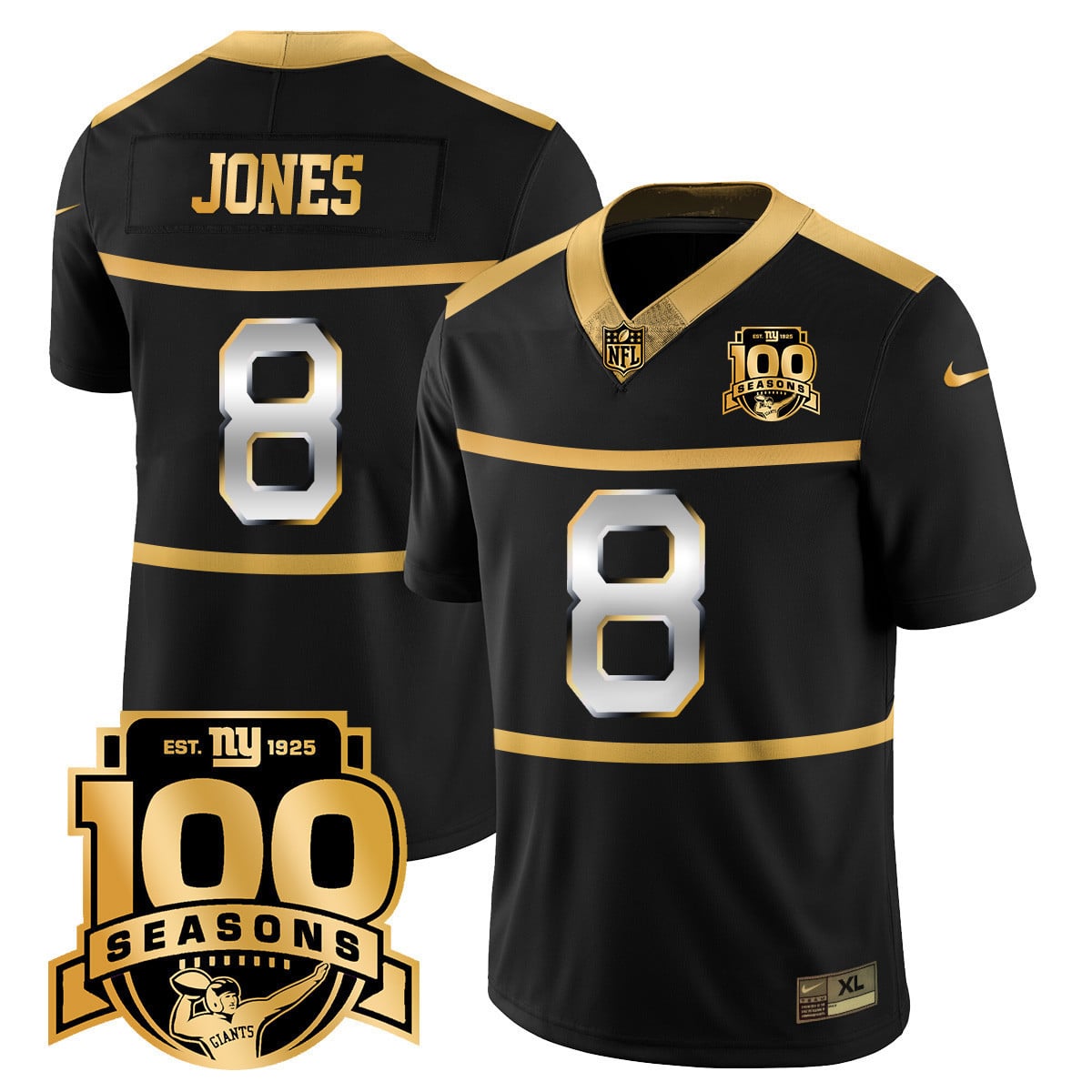 Youth's New York Giants "Century Red' 100TH Season Commemorative Jersey TLA - All Stitched