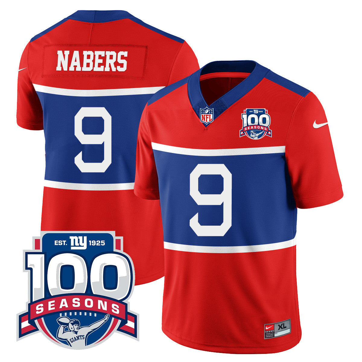 Youth's New York Giants "Century Red' 100TH Season Commemorative Jersey TLA - All Stitched