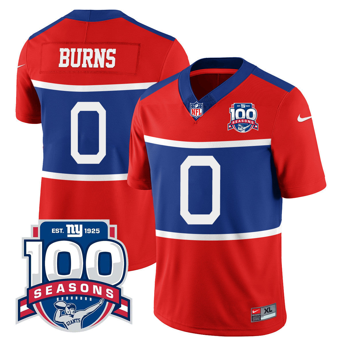 Youth's New York Giants "Century Red' 100TH Season Commemorative Jersey TLA - All Stitched