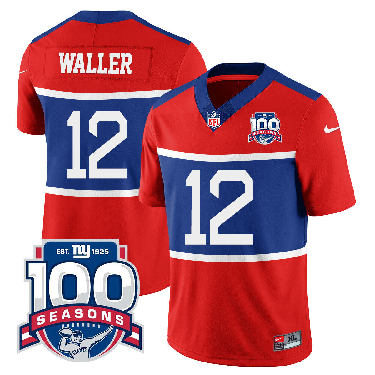 Youth's New York Giants "Century Red' 100TH Season Commemorative Jersey TLA - All Stitched