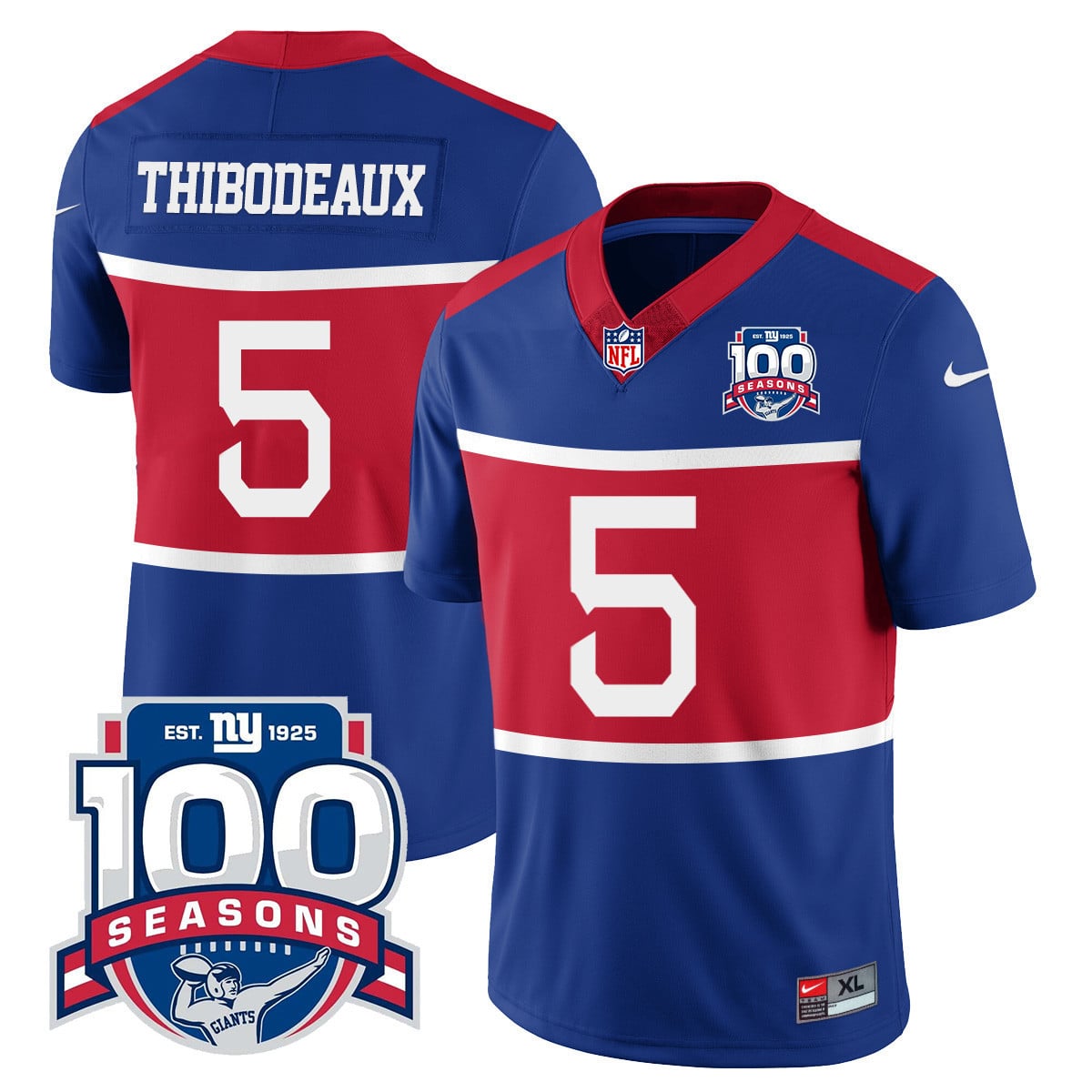 Youth's New York Giants "Century Red' 100TH Season Commemorative Jersey TLA - All Stitched