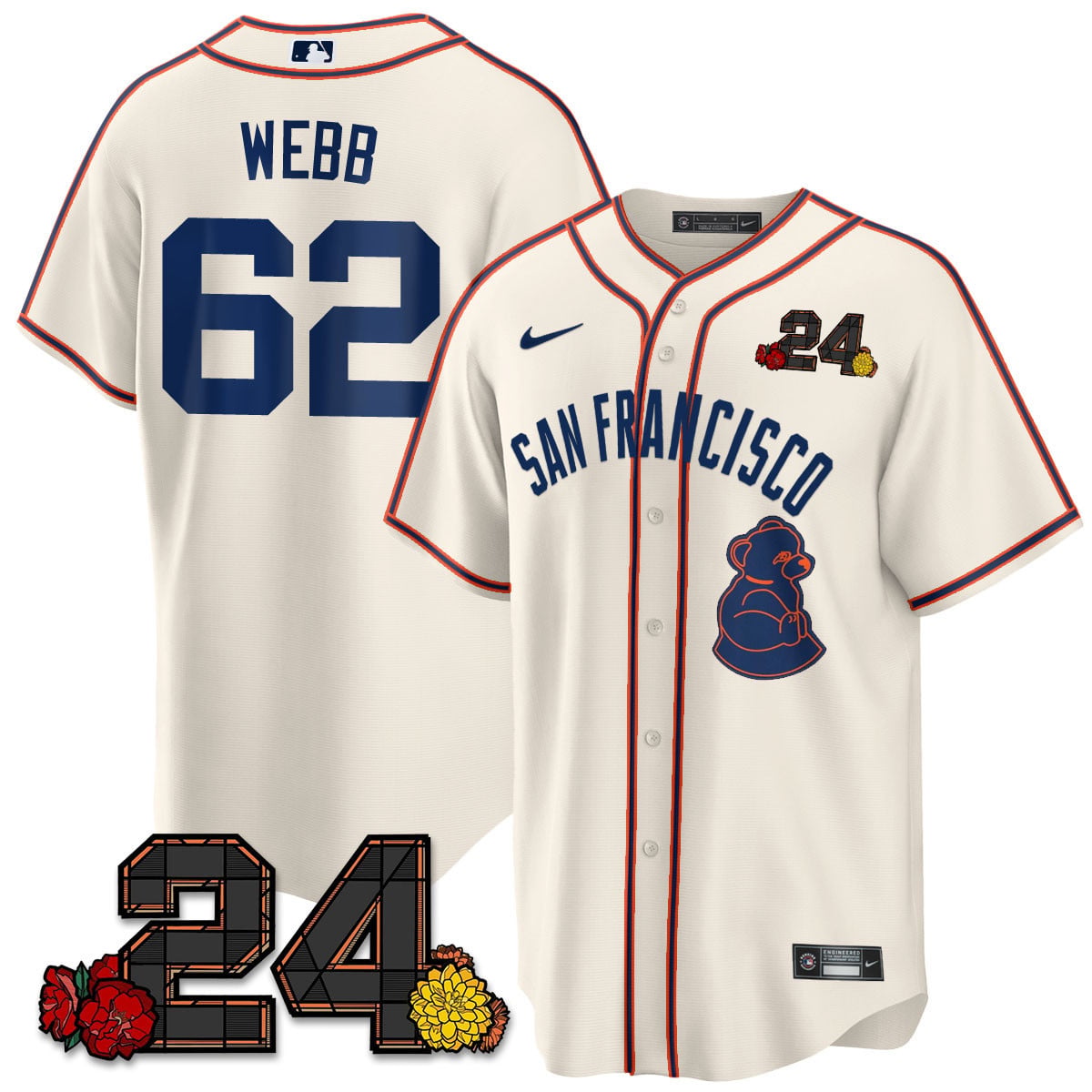 Women's San Francisco Giants 2024 Vapor Premier Limited Jersey - Willie Mays Patch