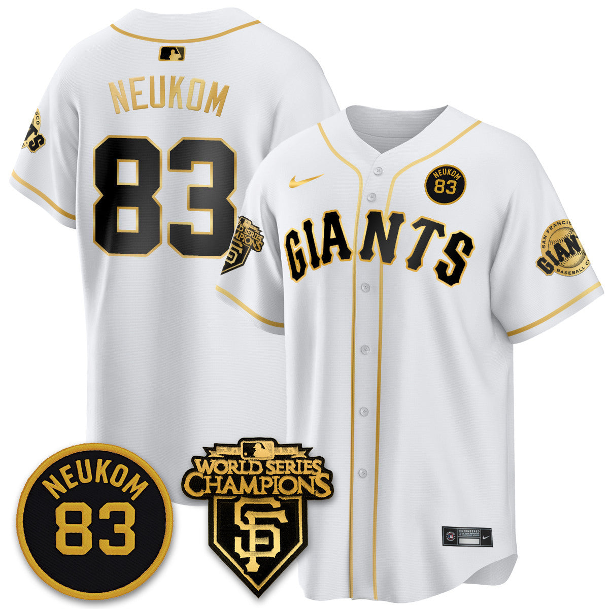 Men's Giants Bill Neukom Memories Jersey - 2010 World Series Champions - All Stitched