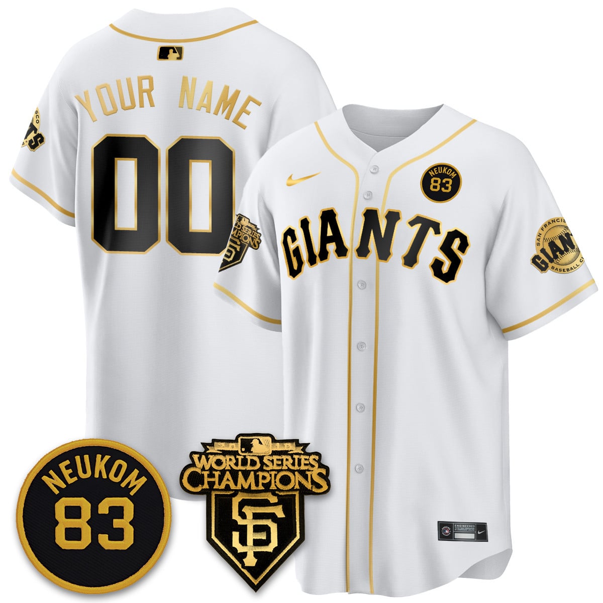 Men's Giants Bill Neukom Memories Jersey - 2010 World Series Champions - All Stitched