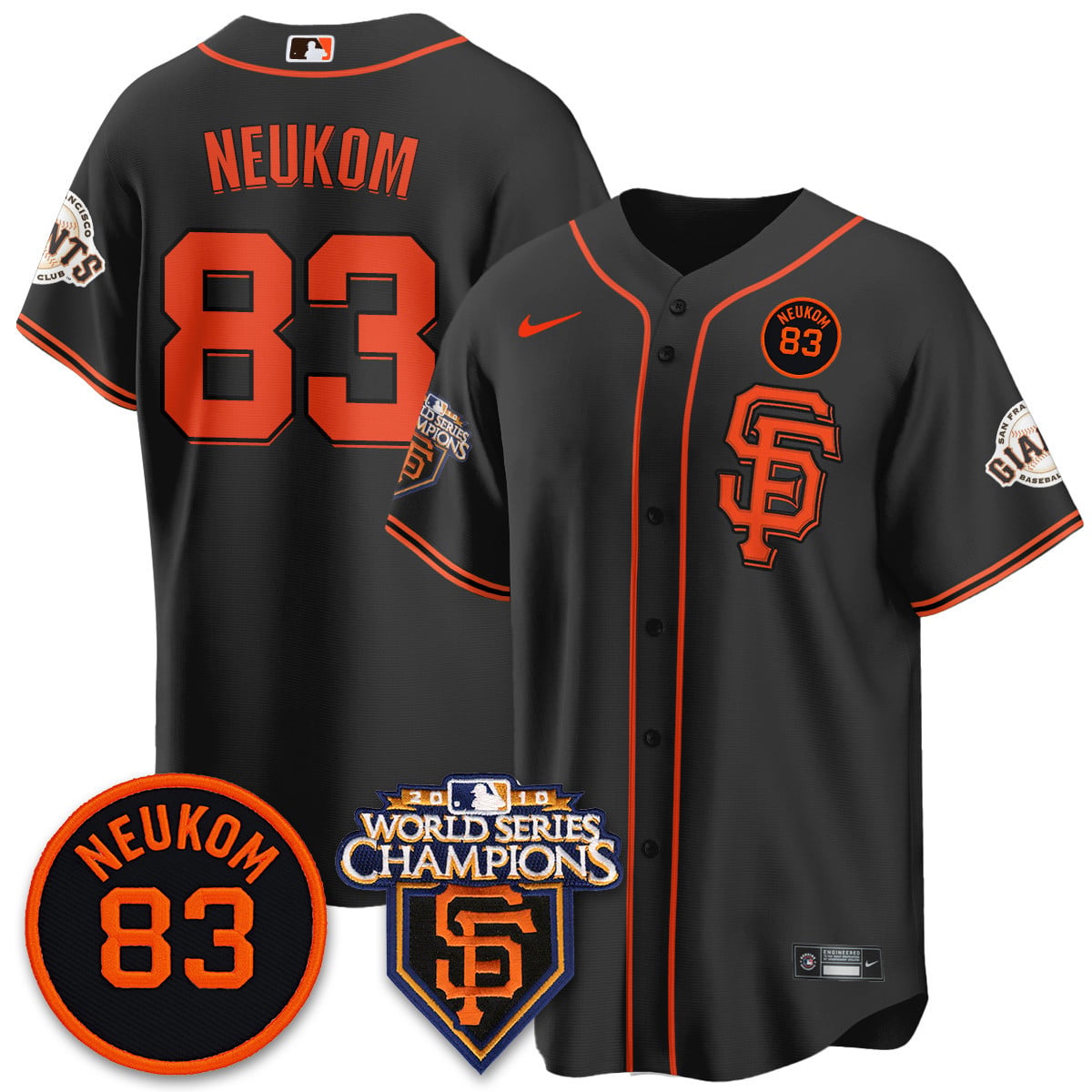 Men's Giants Bill Neukom Memories Jersey - 2010 World Series Champions - All Stitched