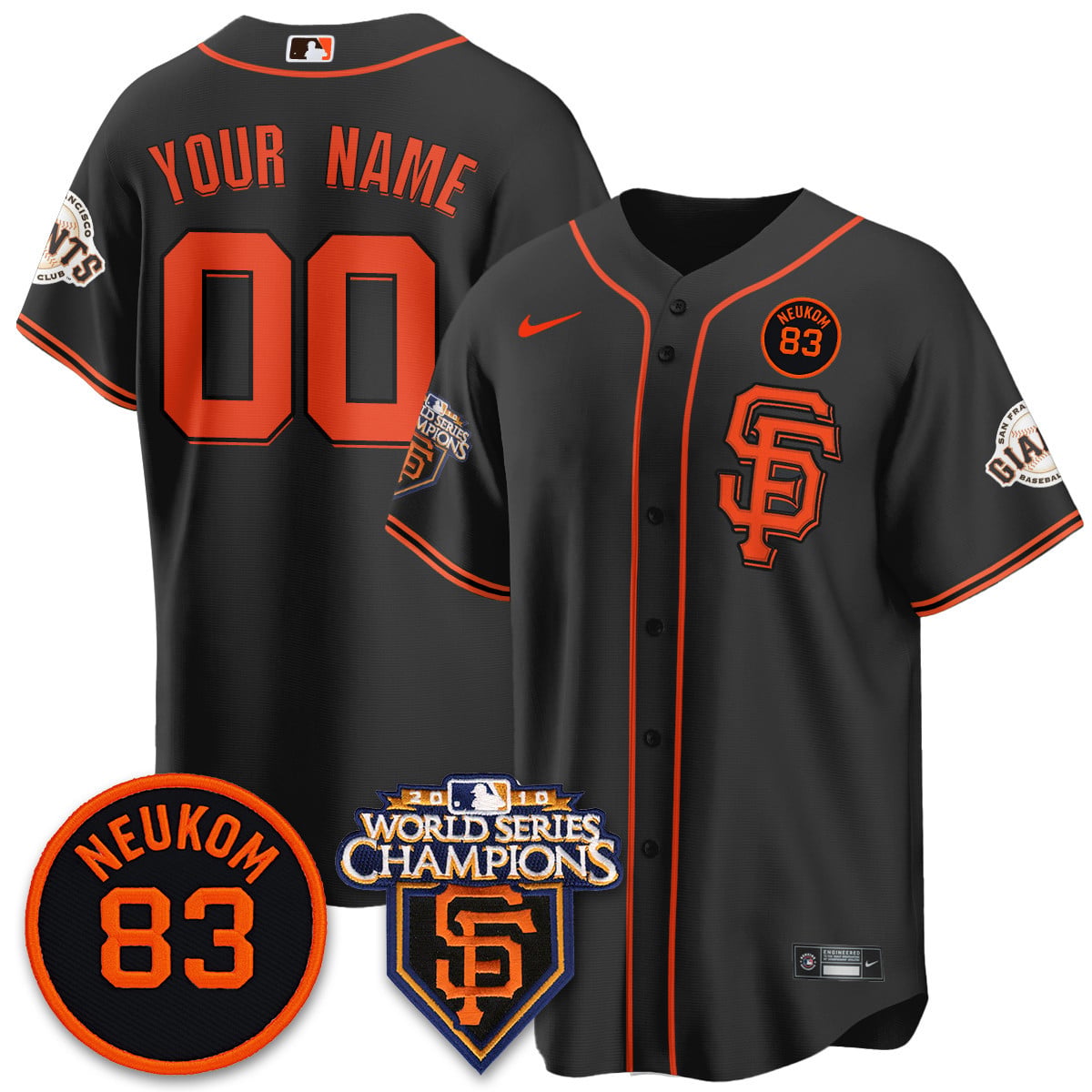 Men's Giants Bill Neukom Memories Jersey - 2010 World Series Champions - All Stitched