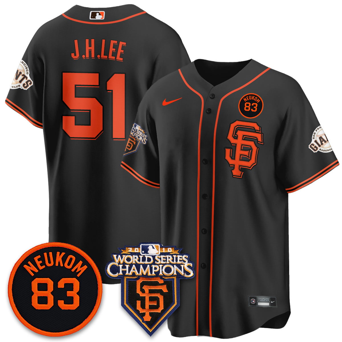 Men's Giants Bill Neukom Memories Jersey - 2010 World Series Champions - All Stitched