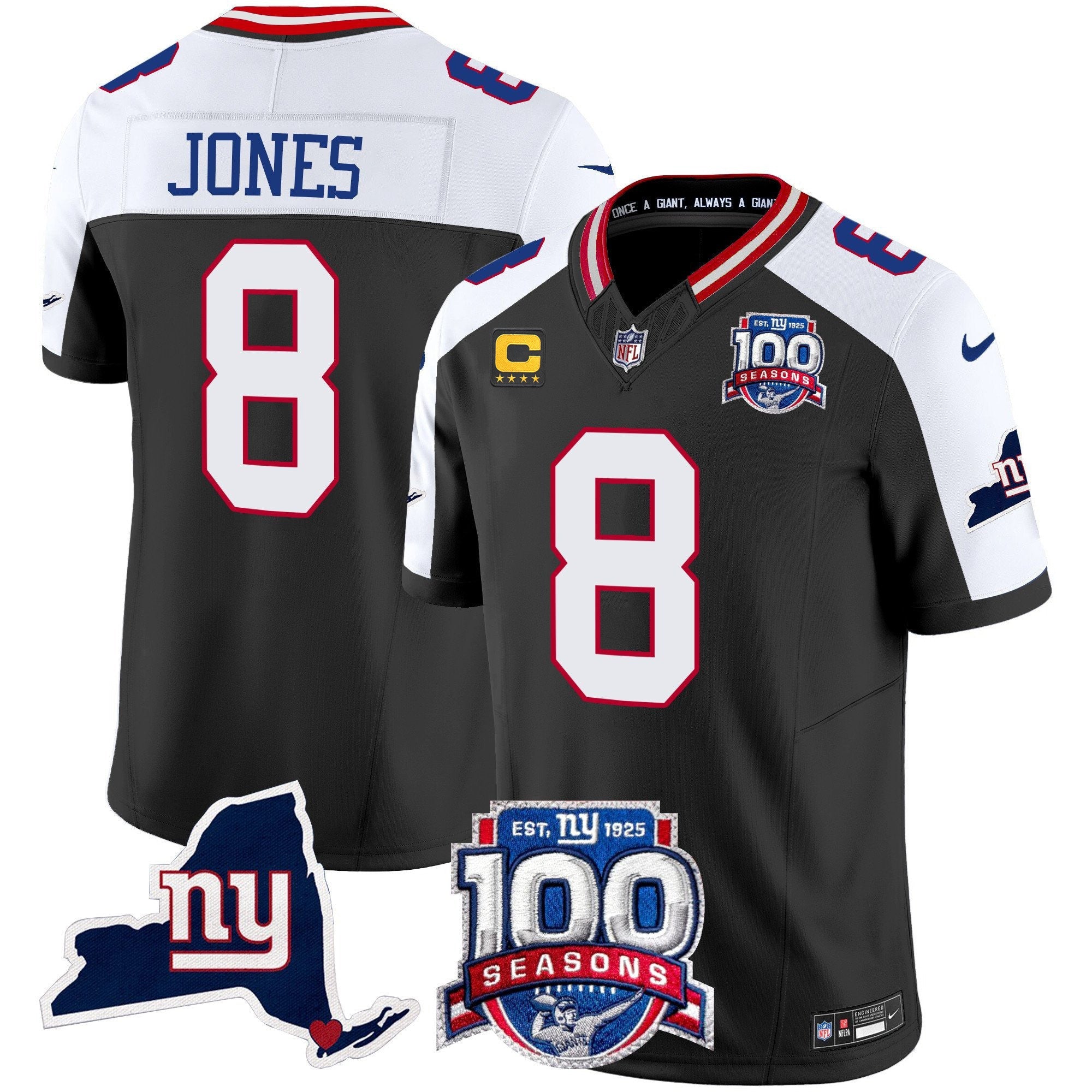 Women's New York Giants 100th Season & State Patch Vapor Limited Jersey - All Stitched
