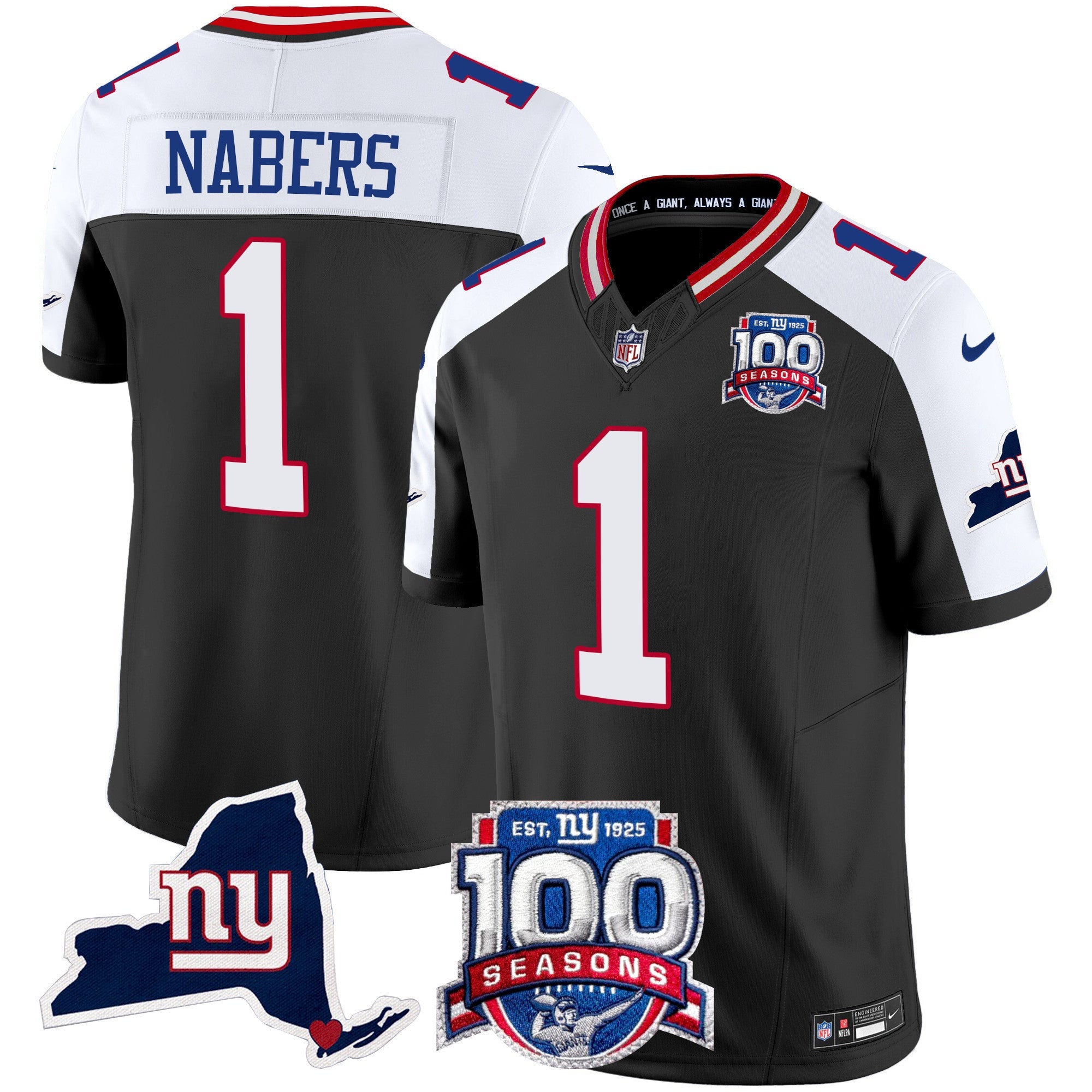 Women's New York Giants 100th Season & State Patch Vapor Limited Jersey - All Stitched