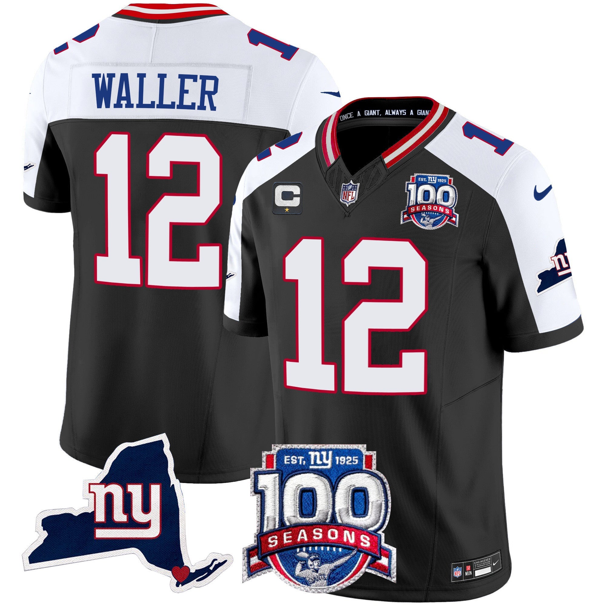 Women's New York Giants 100th Season & State Patch Vapor Limited Jersey - All Stitched