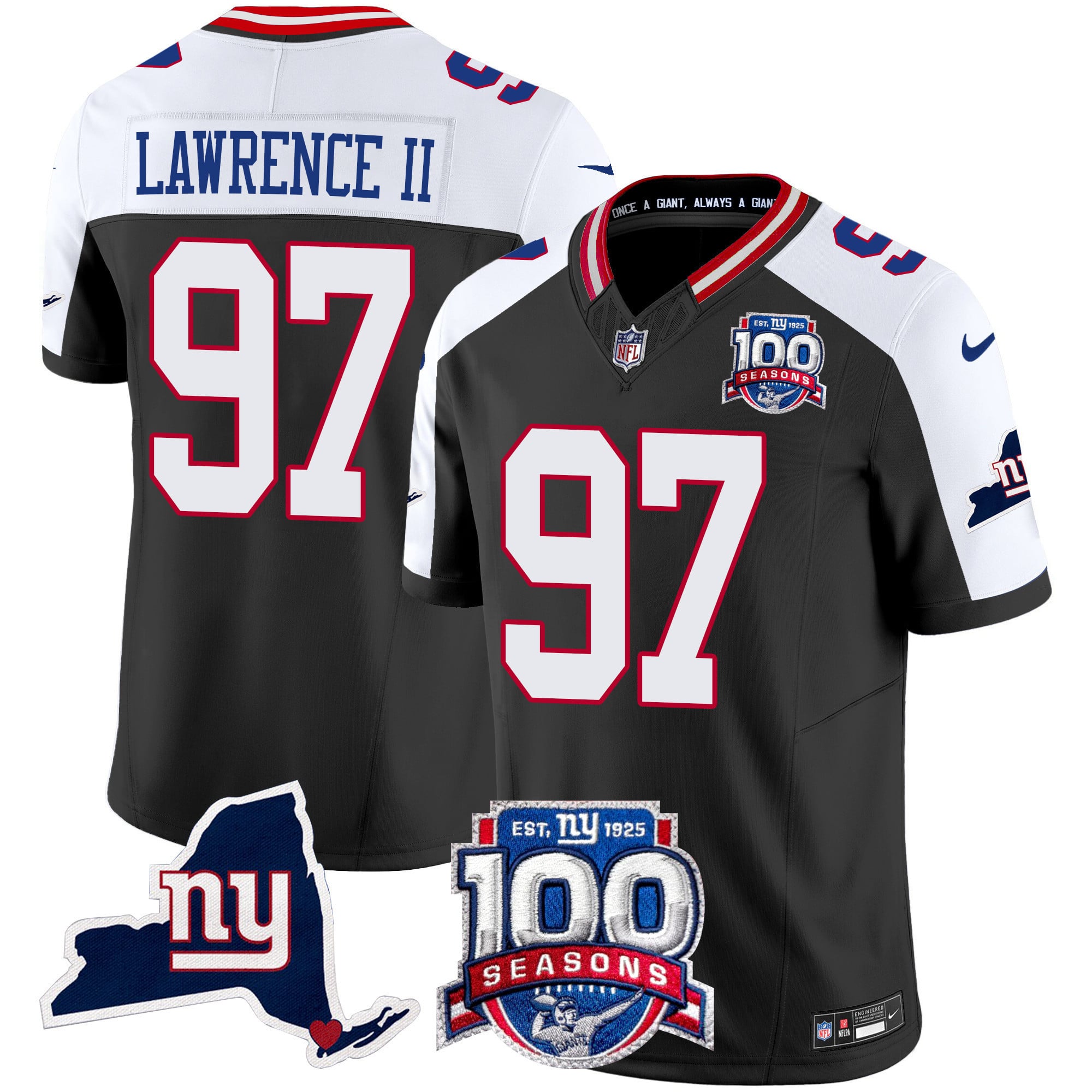 Women's New York Giants 100th Season & State Patch Vapor Limited Jersey - All Stitched