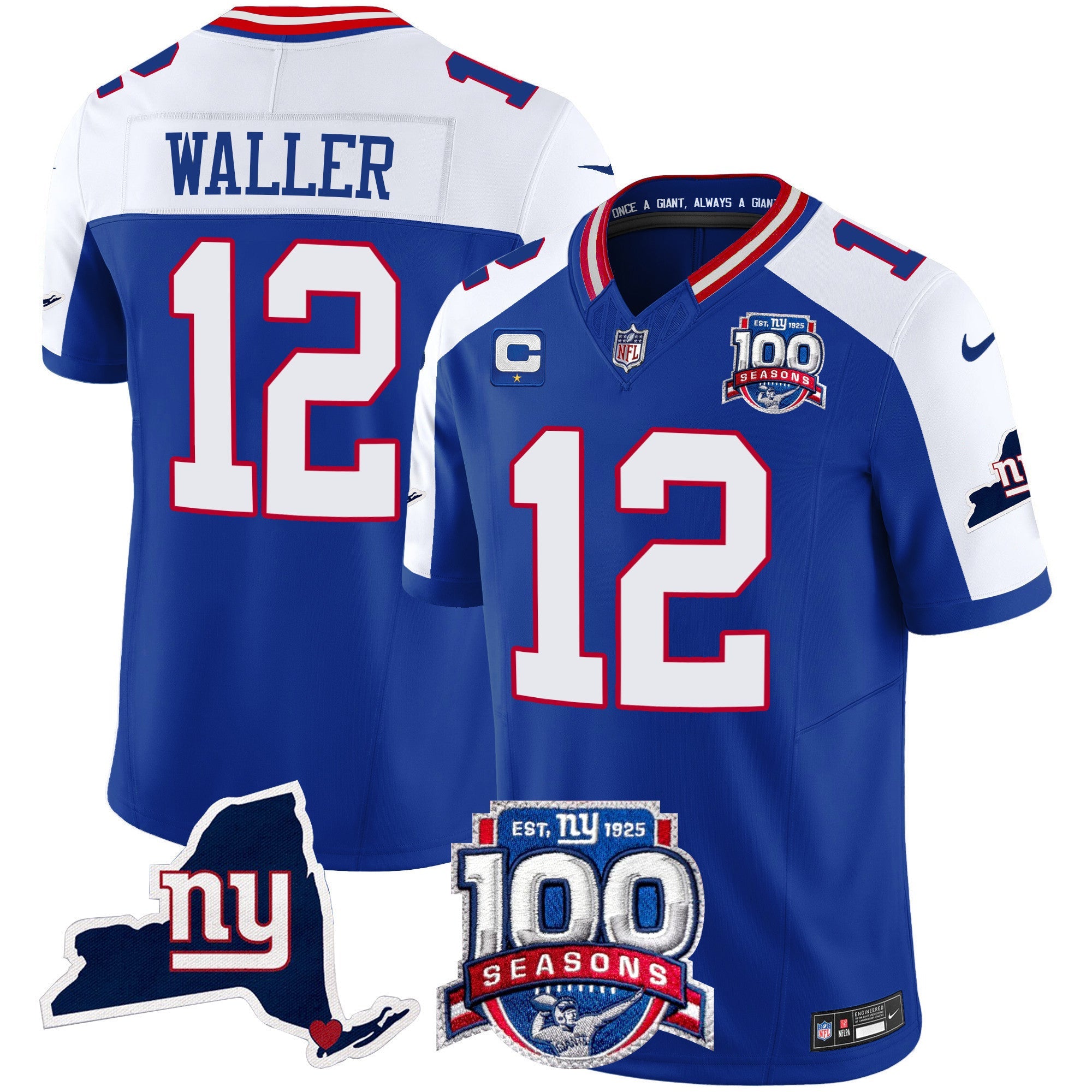 Women's New York Giants 100th Season & State Patch Vapor Limited Jersey - All Stitched