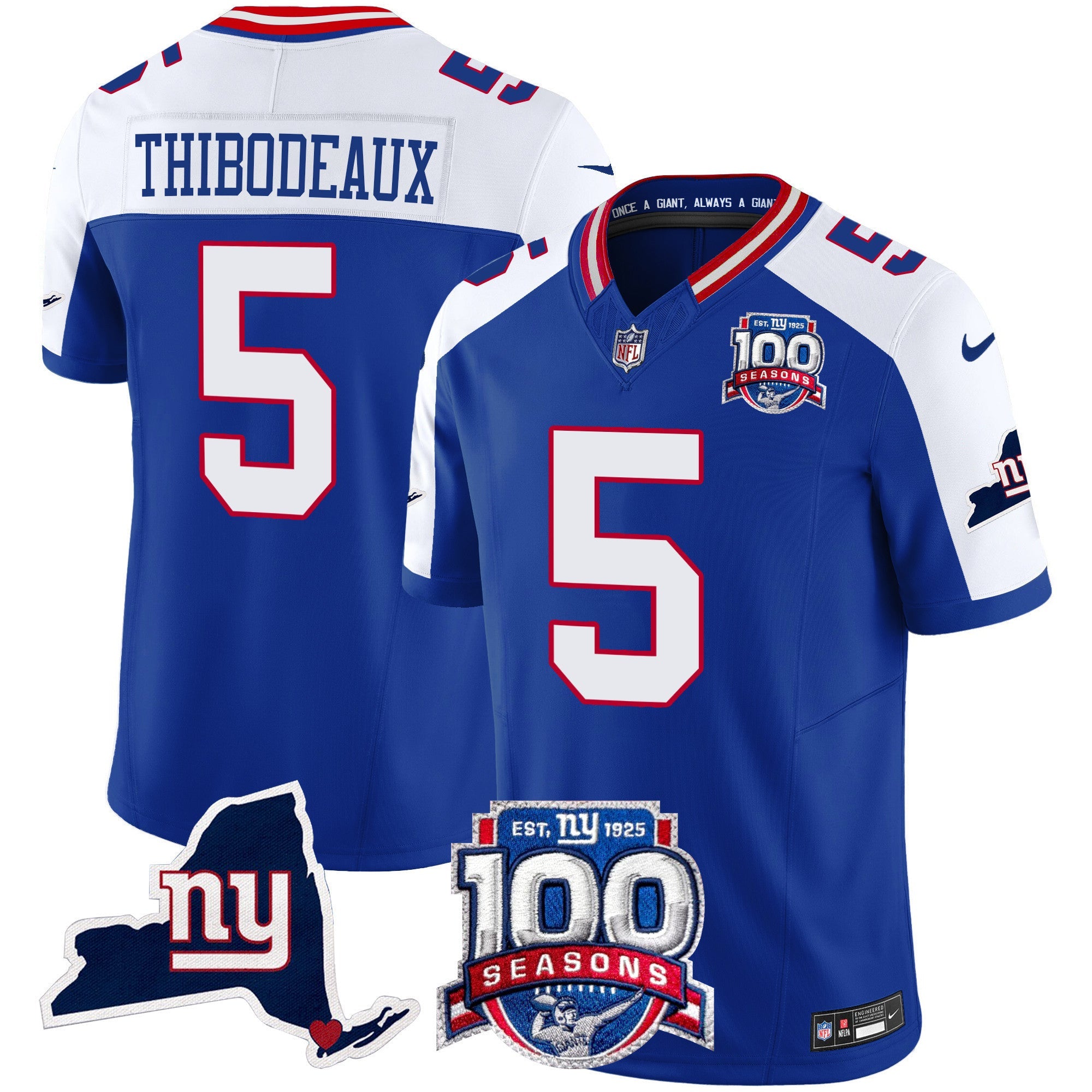 Women's New York Giants 100th Season & State Patch Vapor Limited Jersey - All Stitched