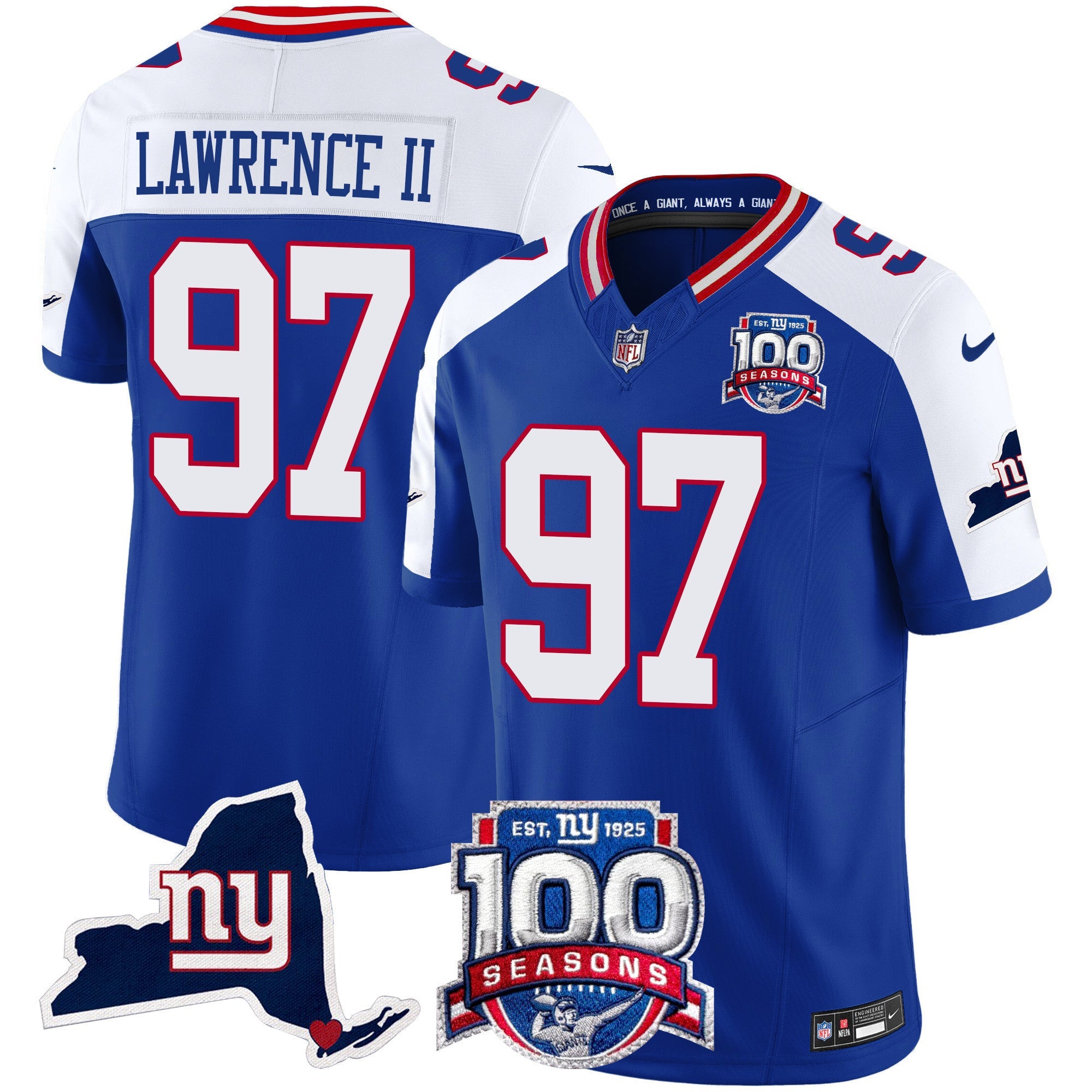 Women's New York Giants 100th Season & State Patch Vapor Limited Jersey - All Stitched