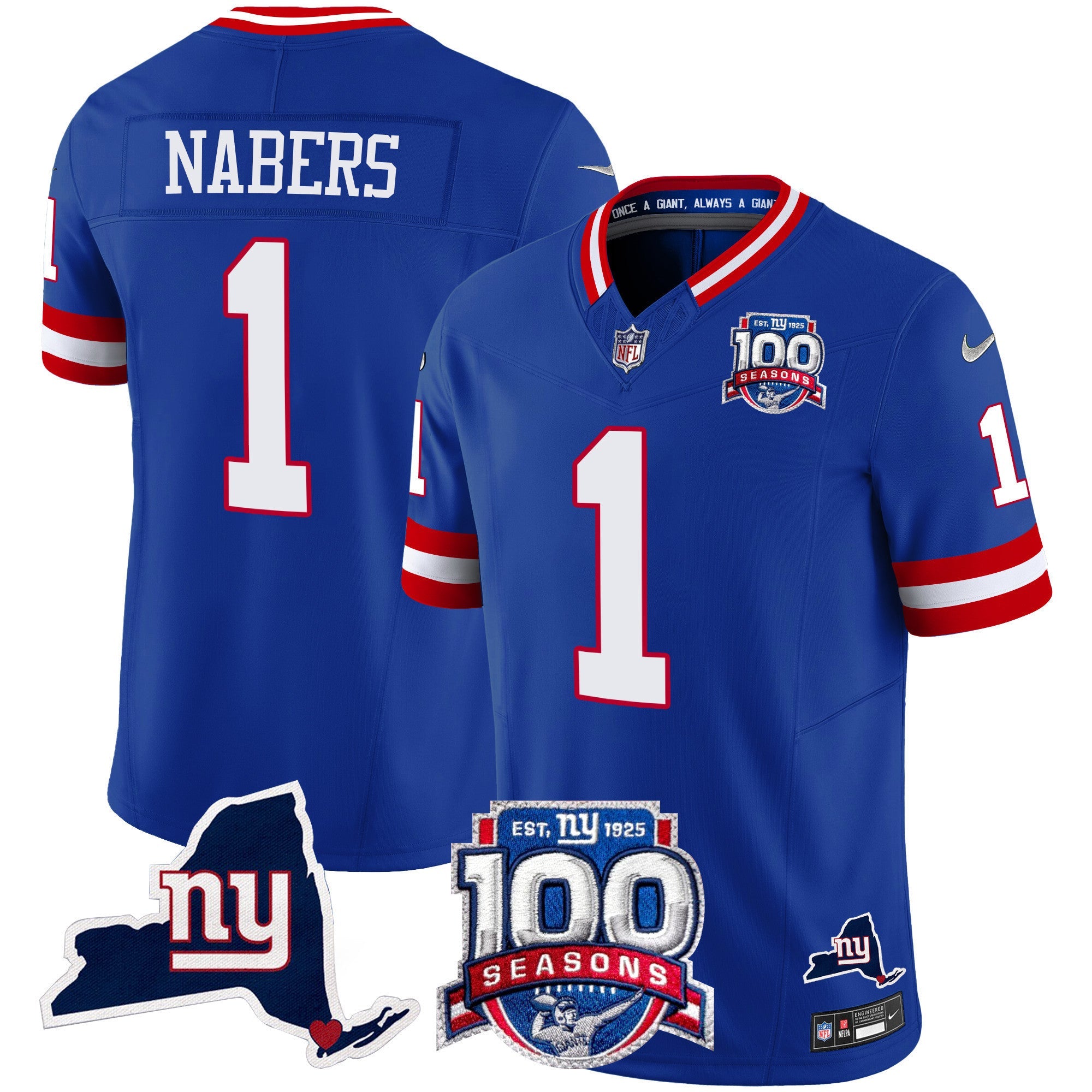 Women's New York Giants 100th Season & State Patch Vapor Limited Jersey - All Stitched