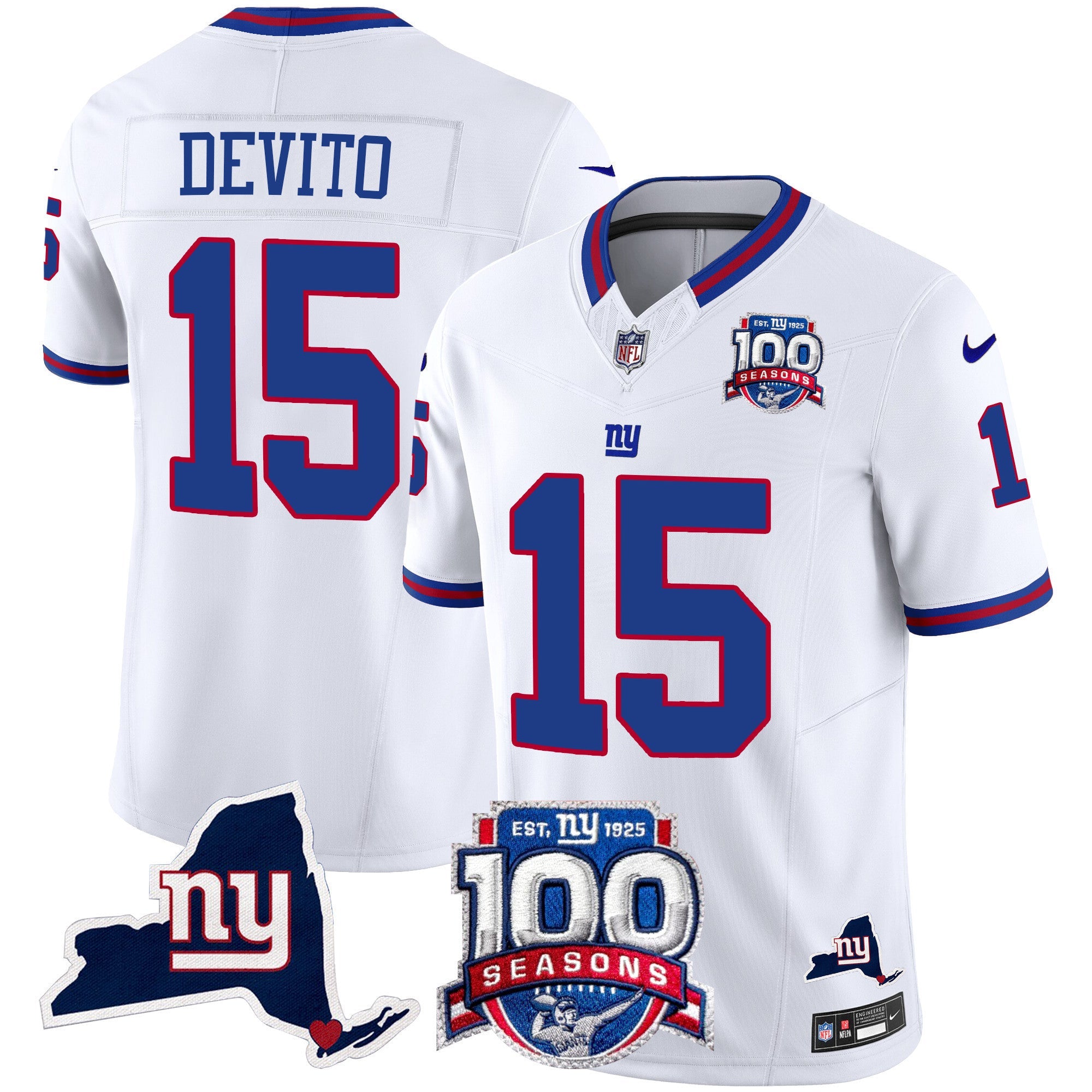 Women's New York Giants 100th Season & State Patch Vapor Limited Jersey - All Stitched