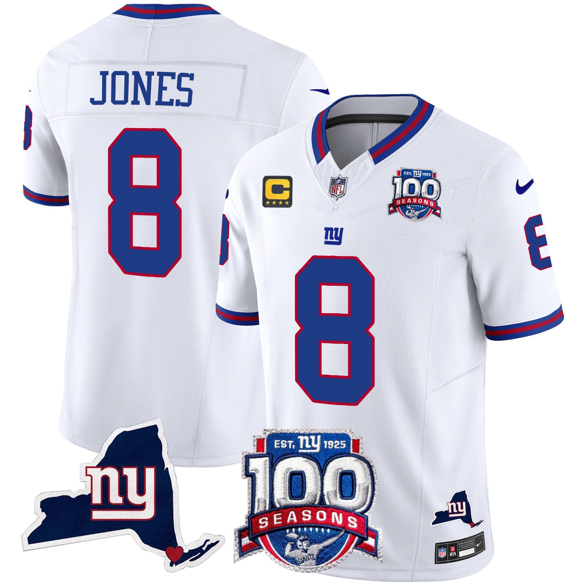 Women's New York Giants 100th Season & State Patch Vapor Limited Jersey - All Stitched
