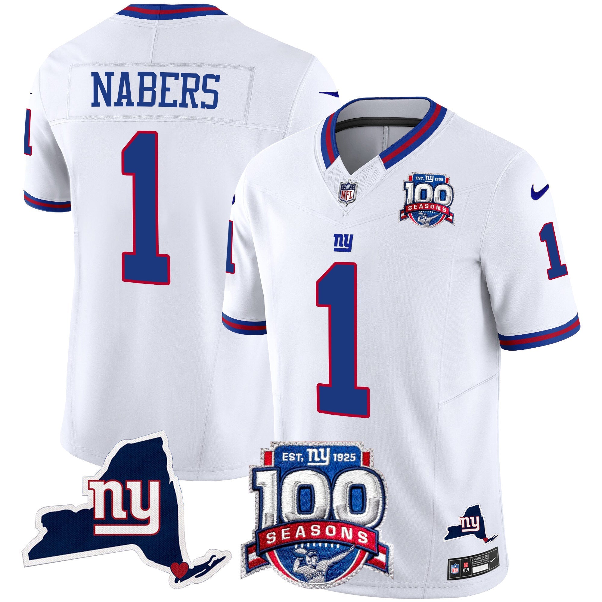 Women's New York Giants 100th Season & State Patch Vapor Limited Jersey - All Stitched