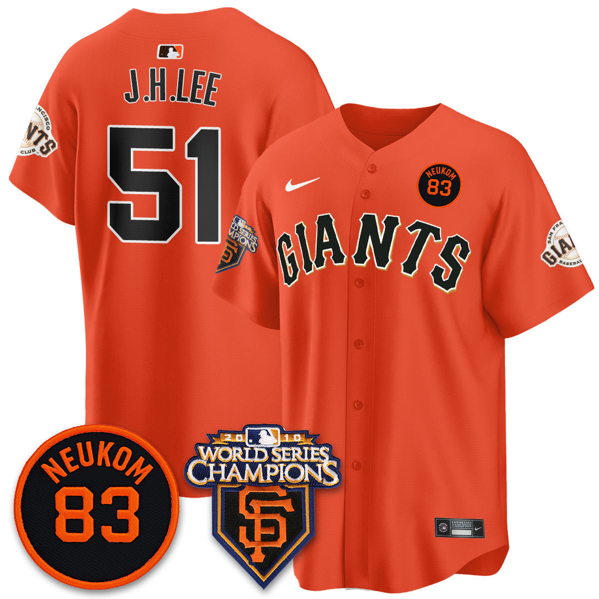 Women's Giants Bill Neukom Memories Jersey - 2010 World Series Champions - All Stitched