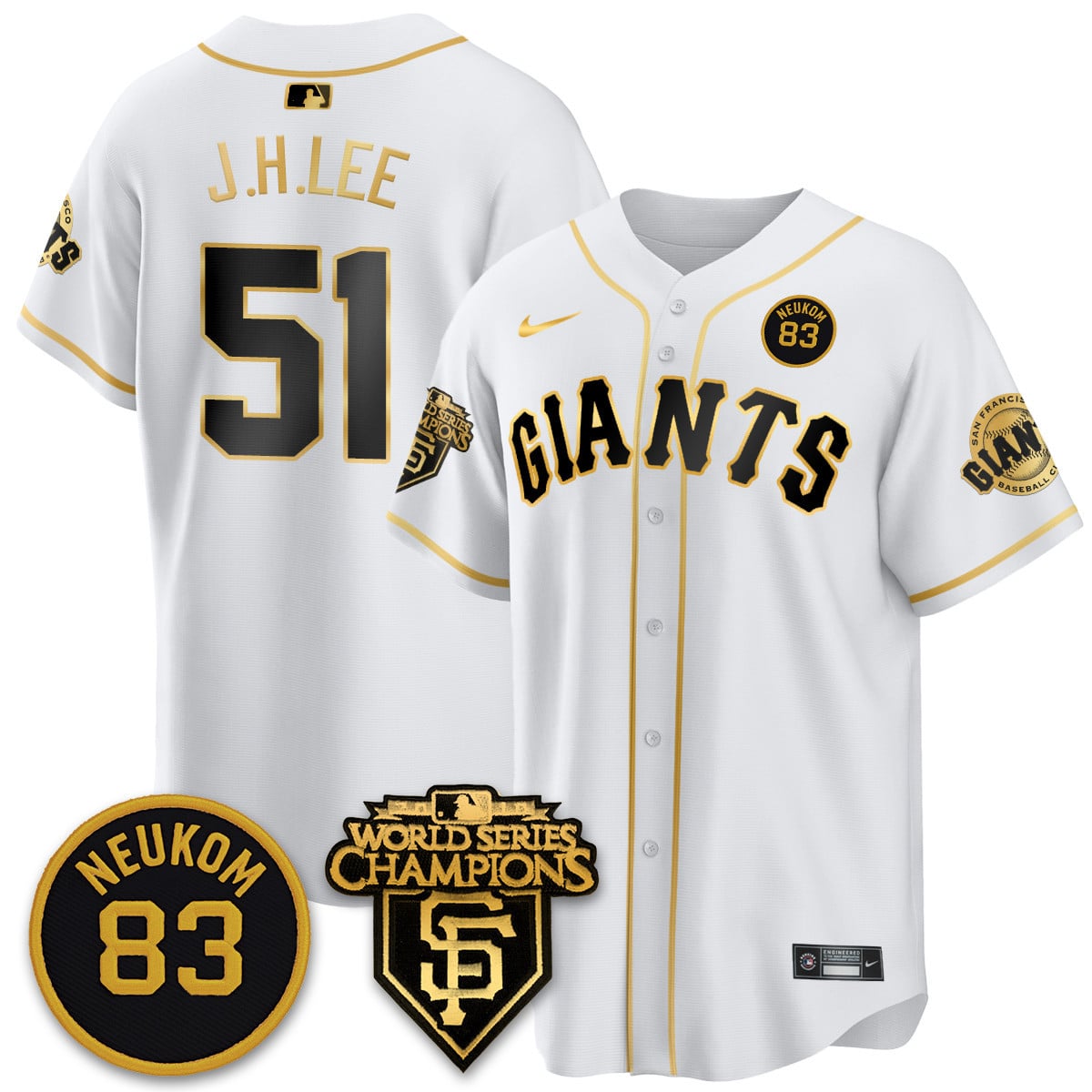 Women's Giants Bill Neukom Memories Jersey - 2010 World Series Champions - All Stitched