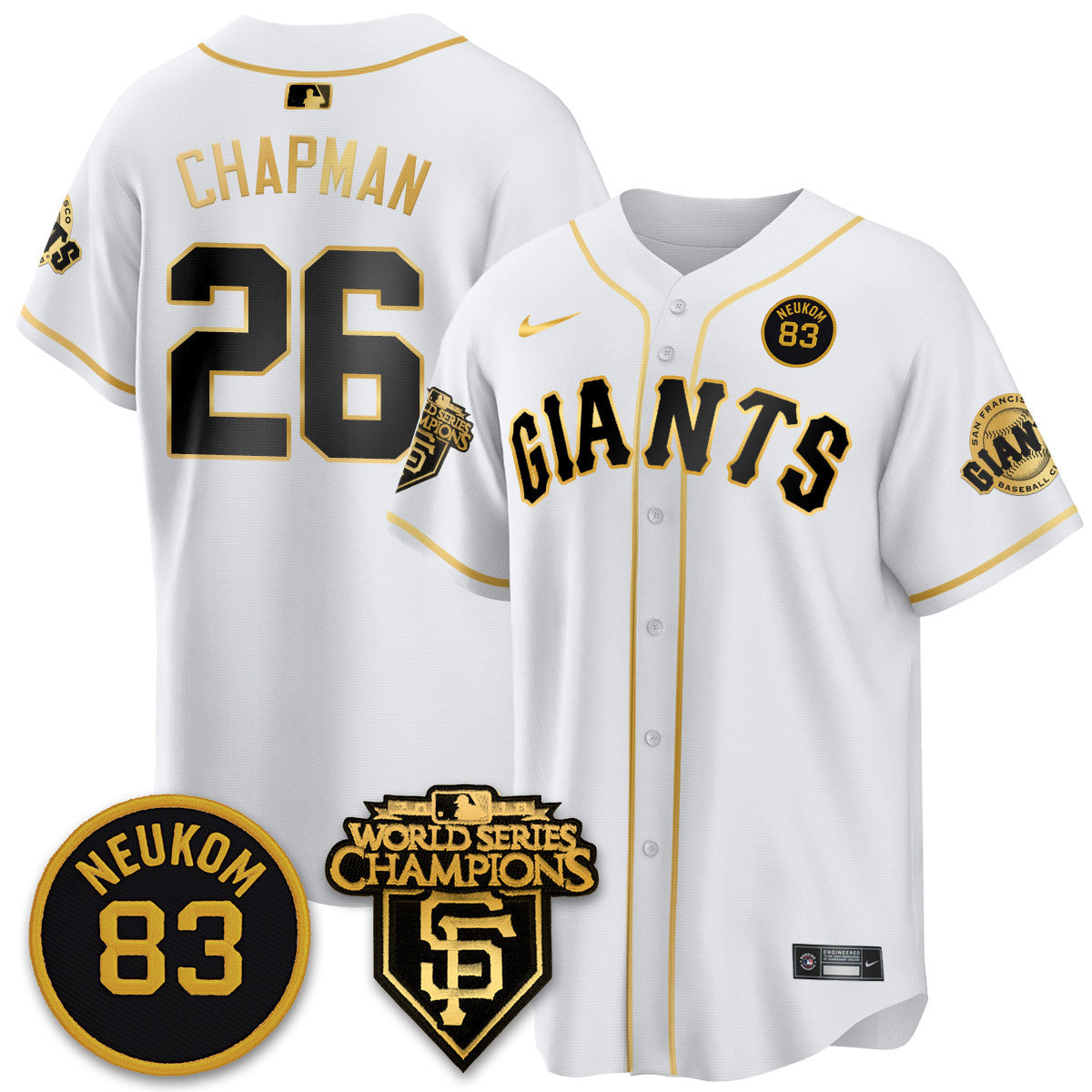 Women's Giants Bill Neukom Memories Jersey - 2010 World Series Champions - All Stitched