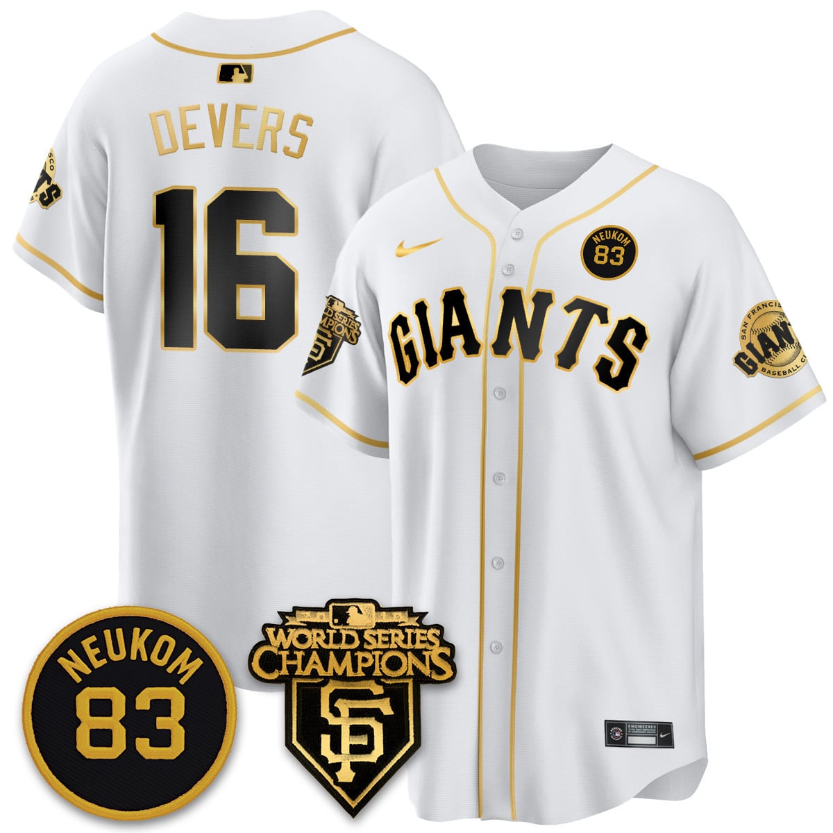 Women's Giants Bill Neukom Memories Jersey - 2010 World Series Champions - All Stitched