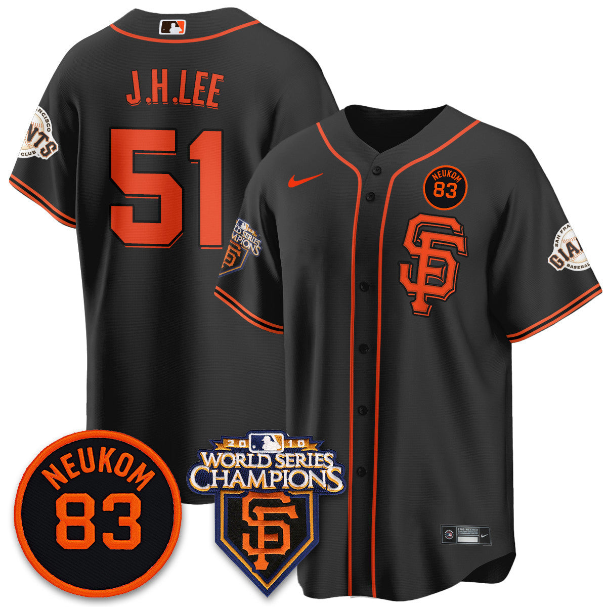 Women's Giants Bill Neukom Memories Jersey - 2010 World Series Champions - All Stitched