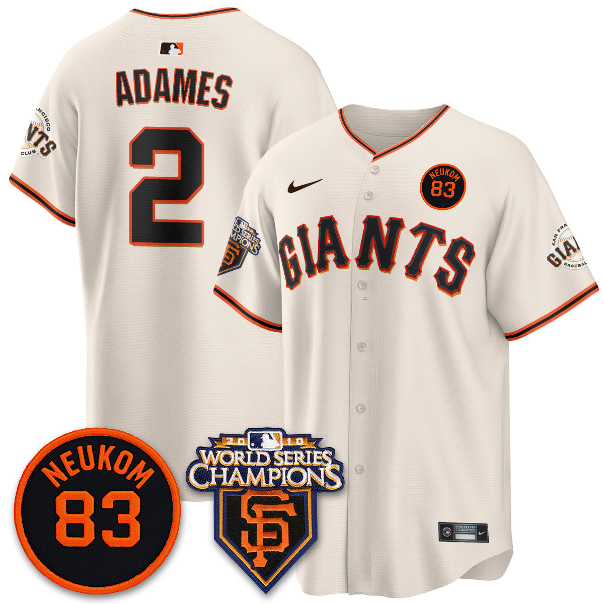 Women's Giants Bill Neukom Memories Jersey - 2010 World Series Champions - All Stitched