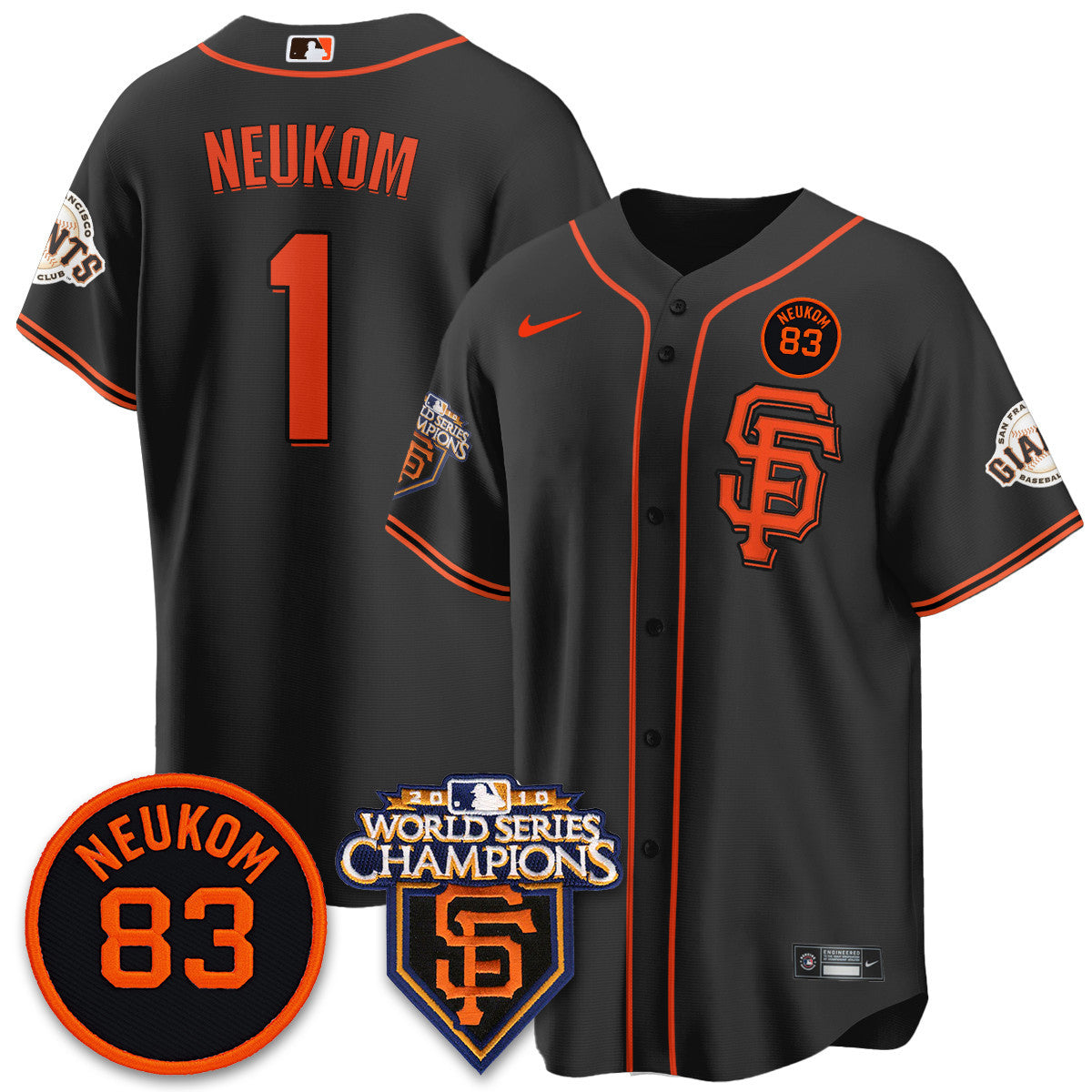 Women's Giants Bill Neukom Memories Jersey - 2010 World Series Champions - All Stitched