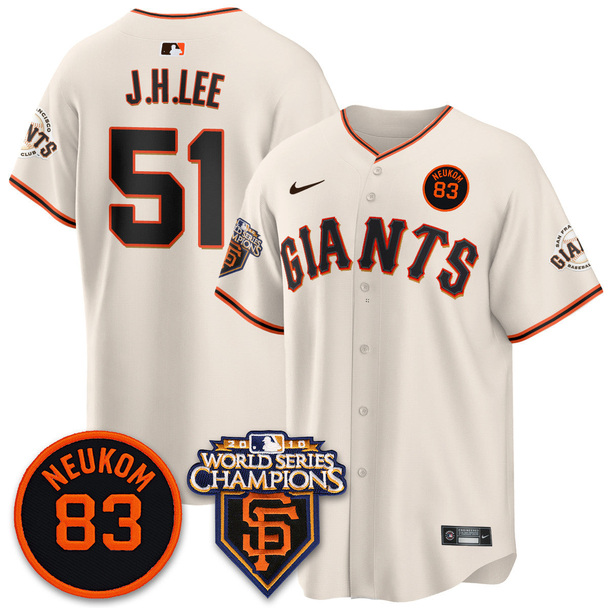 Women's Giants Bill Neukom Memories Jersey - 2010 World Series Champions - All Stitched