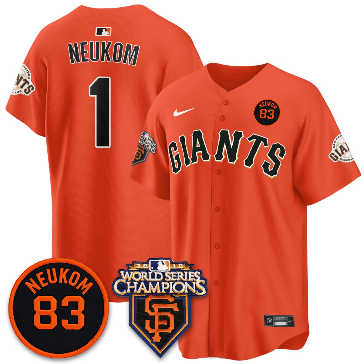 Women's Giants Bill Neukom Memories Jersey - 2010 World Series Champions - All Stitched