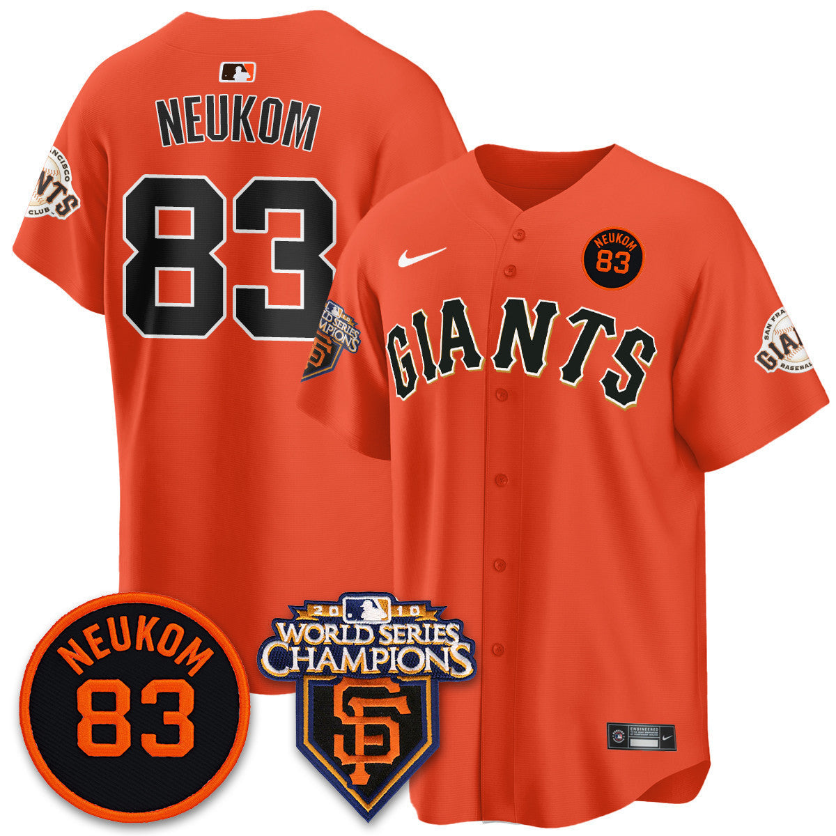Women's Giants Bill Neukom Memories Jersey - 2010 World Series Champions - All Stitched